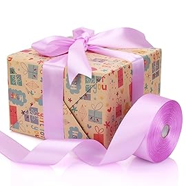 Baocuan 1-1/2 inch Lilac Satin Ribbon 50 Yards Solid Fabric Ribbons Roll for Wedding Invitations, Bridal Bouquets, Sewing, Party Decorations, Gift Wrapping and More