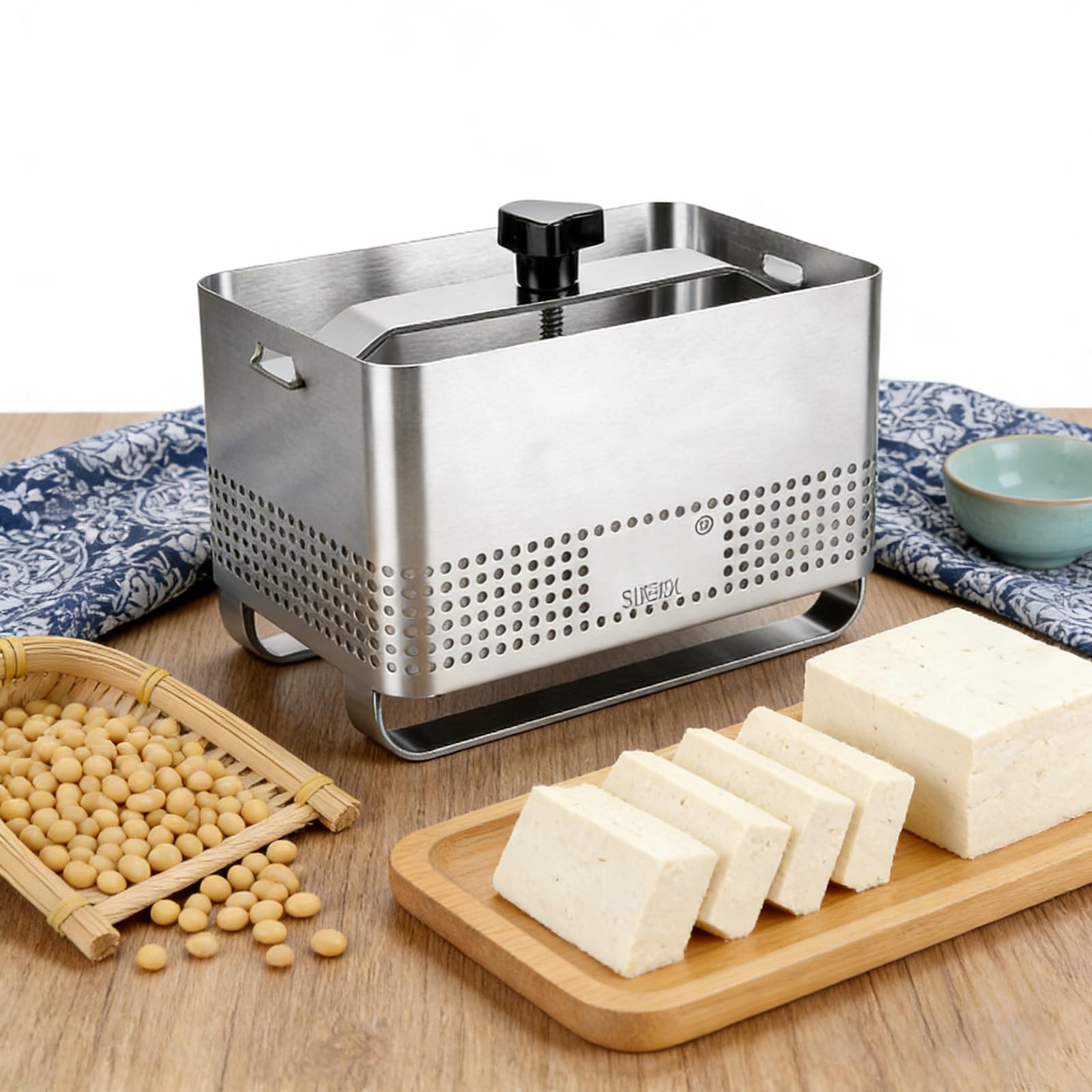 DAJAVE Tofupresse 304 Edelstahl, Tofupresse & Käsepresse & Tofu Maker （16x12x10.5CM), Edelstahl Tofu Presse Sicher und Einfach zu Bedienen Fleischpresse
