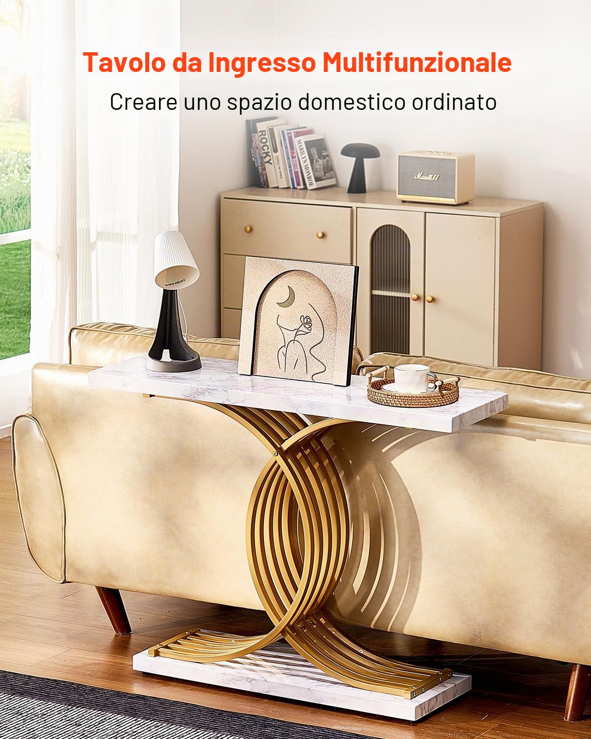 VEVOR Tavolo Stretto Dietro Divano, Tavolino da Ingresso Lungo a 1 Livello e Tavola da Corridoio Sottile, con Struttura in Metallo, per Ingresso, Corridoio, Soggiorno, 100 x 30 x 81 cm