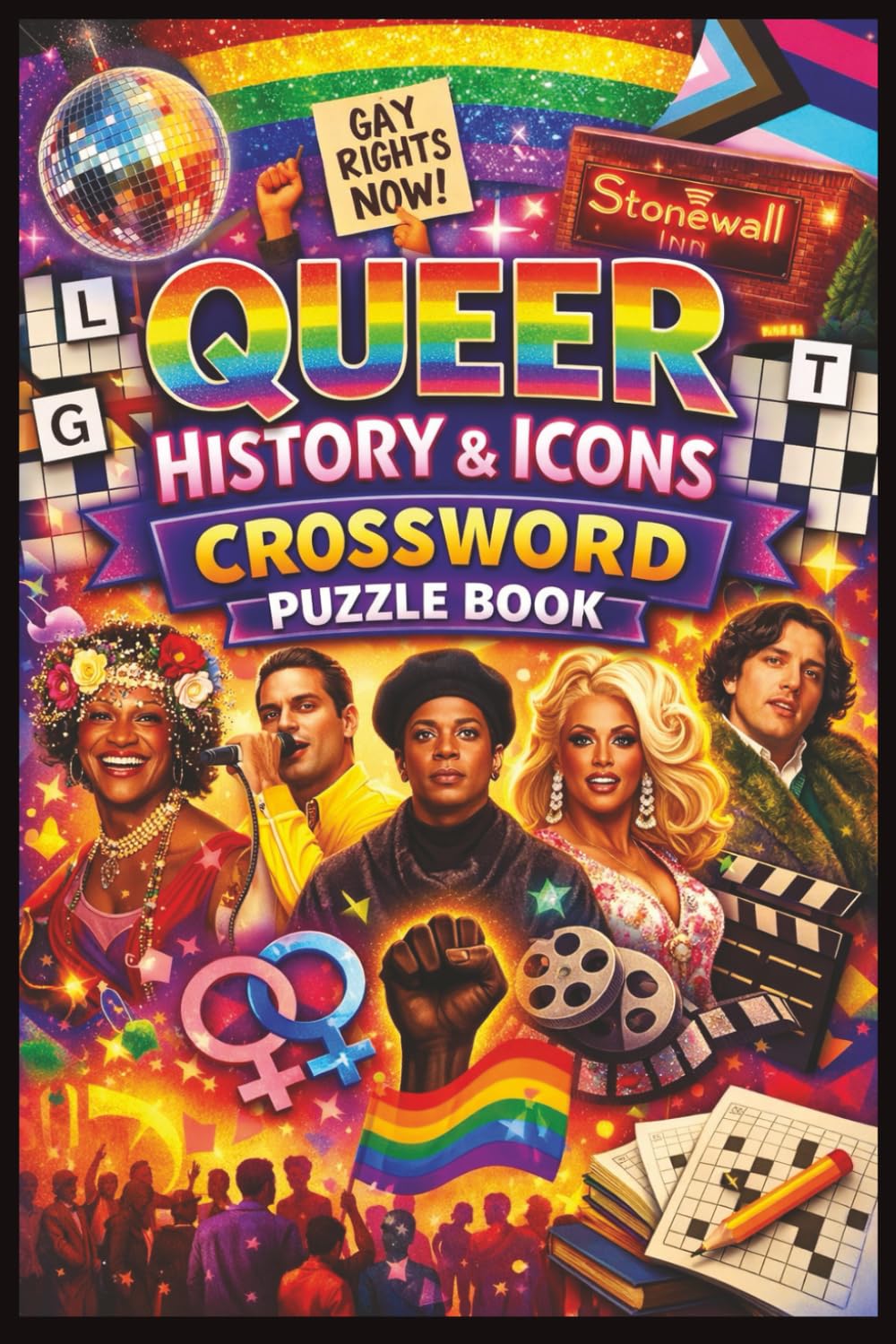 Queer History & Icons Crossword Puzzle Book: Crossword Puzzles with Easy to Read Print about LGTBQIA, Trans, Queer History, Fun Facts and More 6x9 ... Allies, Gay and Lesbian friends and Family