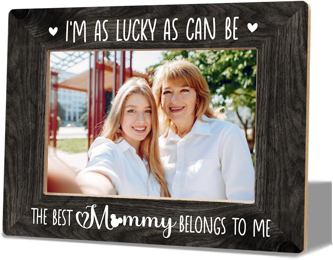 The best gift for mom, Thank you mom for the gift, Wooden Picture Frame, Mother's Day Gifts for Mom, Birthday Gift, Christmas Gifts, 4x6 Photo, BEST MOMMY BELONGS TO ME