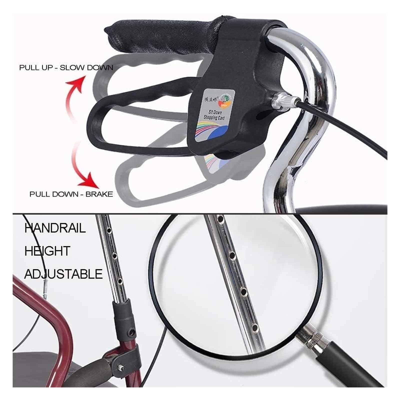 Andador Vertical, Andador Rollator con Asiento, con 4 Ruedas y Asiento Grande para Personas Mayores, Ruedas de 8 Pulgadas, Canasta y Frenos