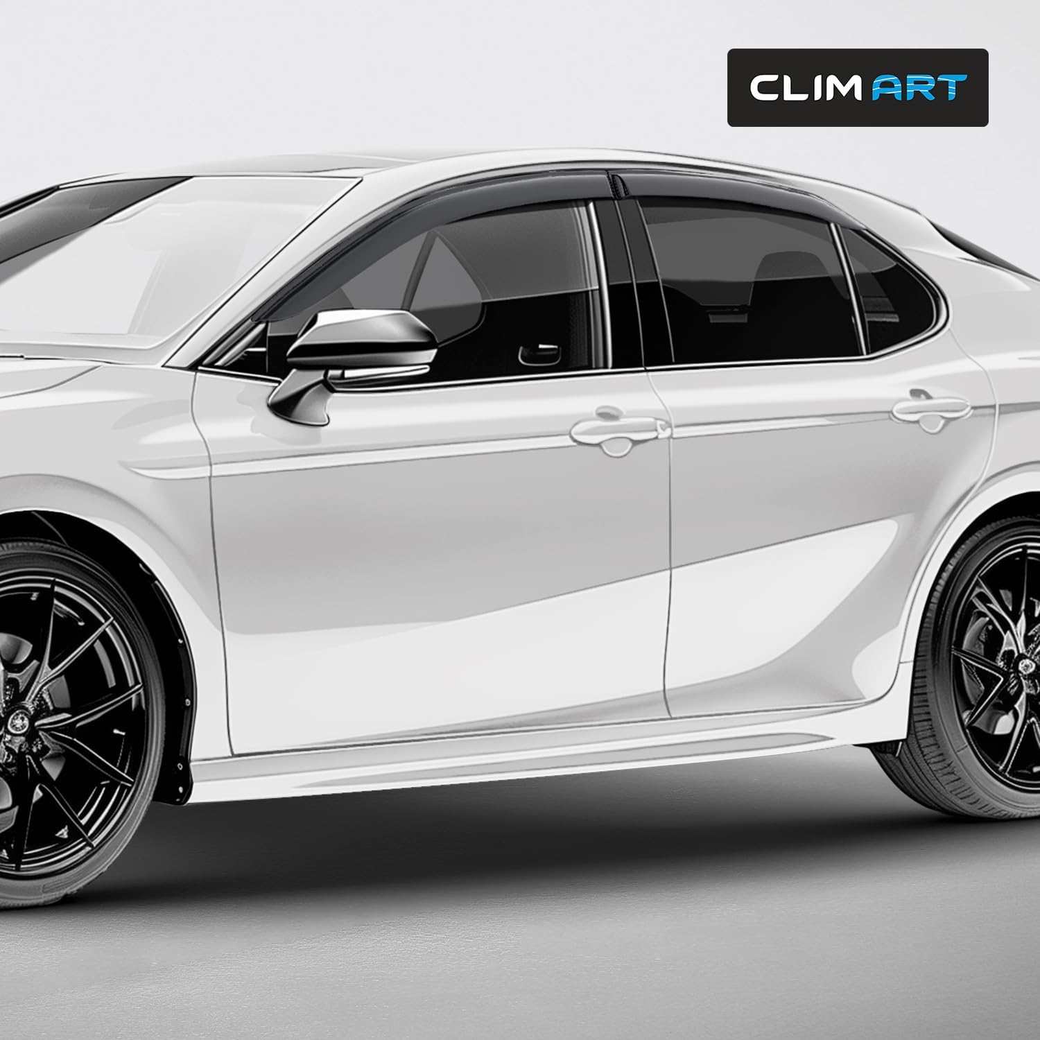 CLIM ART Incredibly Durable Rain Guards for Toyota Camry 2018-2024, Original Tape-on Window Deflectors, Vent Deflector, Vent Window Visors for Cars, Dark Smoke, Car Accessories, 4 pcs. - 417238