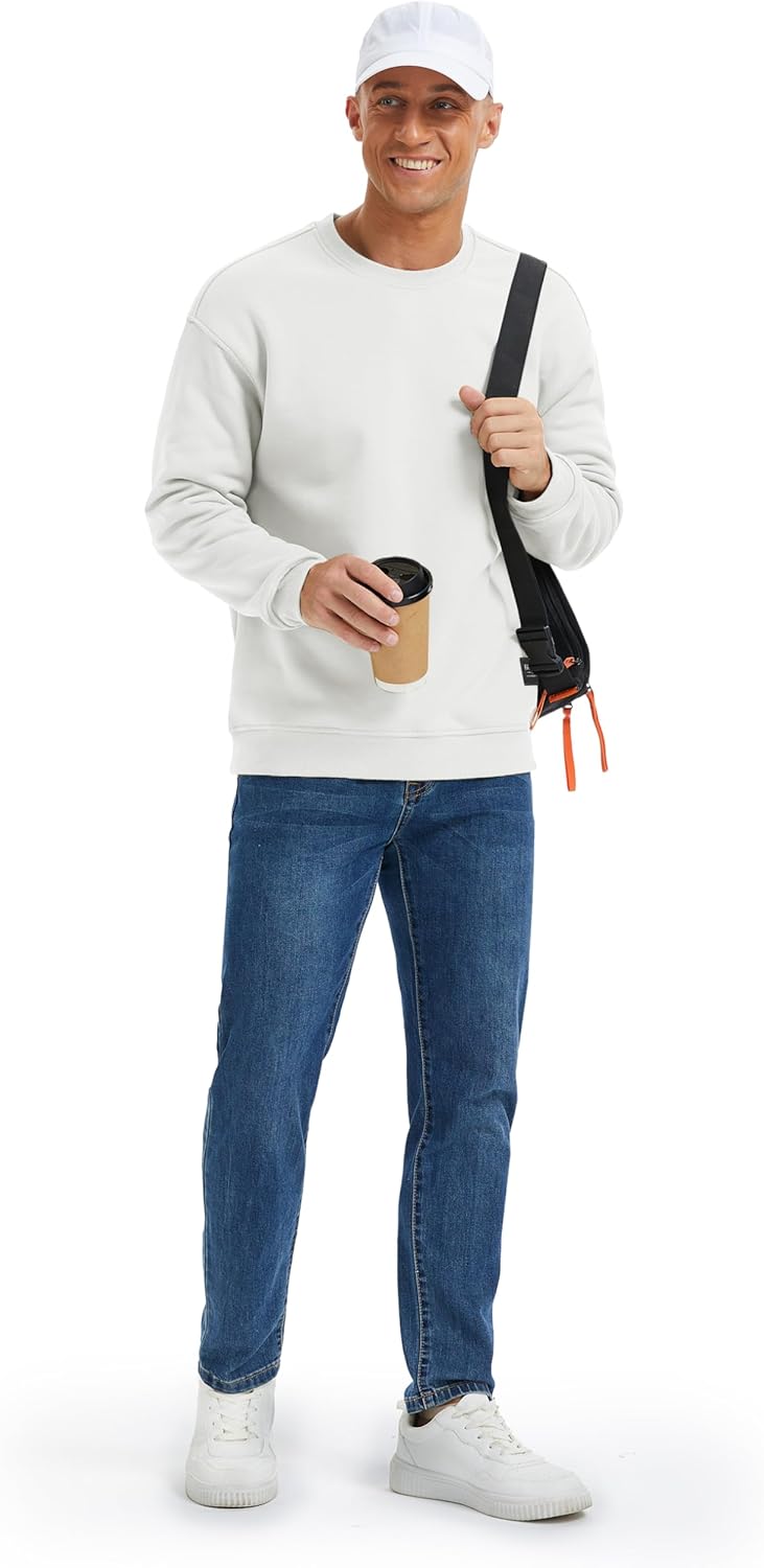 MAGCOMSEN Mens Crewneck Sweatshirt Sherpa Fleece Lined Pullover Casual Winter Warm Heavyweight Cotton Sweatshirts - Image 8