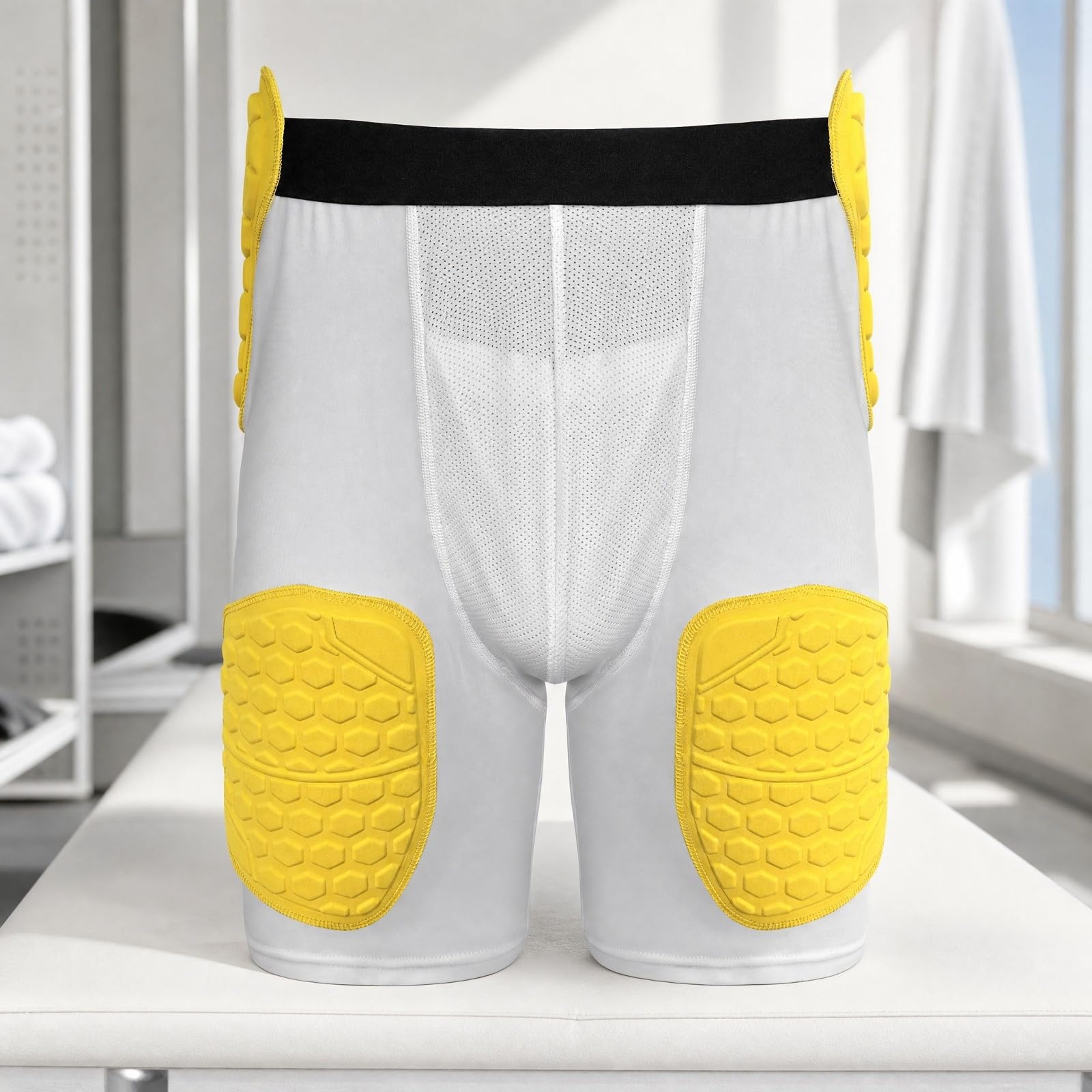 Kompressionsshorts mit wabenpolsterung hochdehnbar -kompressionsshorts leicht Shorts mit tief für rugbyspieler, basketballtraining , L