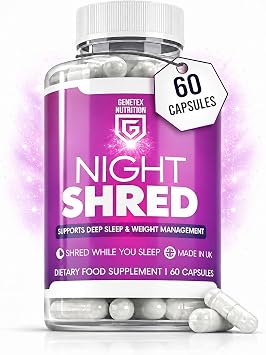 Night Shreds Sleep Support & Natural Weight Balance Supplement - Natural Night Time Supplement - Supports Relaxation, Restful Nights & Weight Loss, 60 Capsules, UK Made   Vegan Friendly