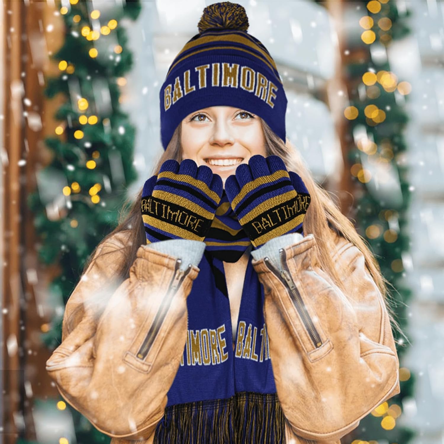 Vintage Classic Skull Cap Beanie Hat Cuffed Winter Hat Knit Comes with Warm Gloves Scarf Gifts for Men Women Fans - Image 5