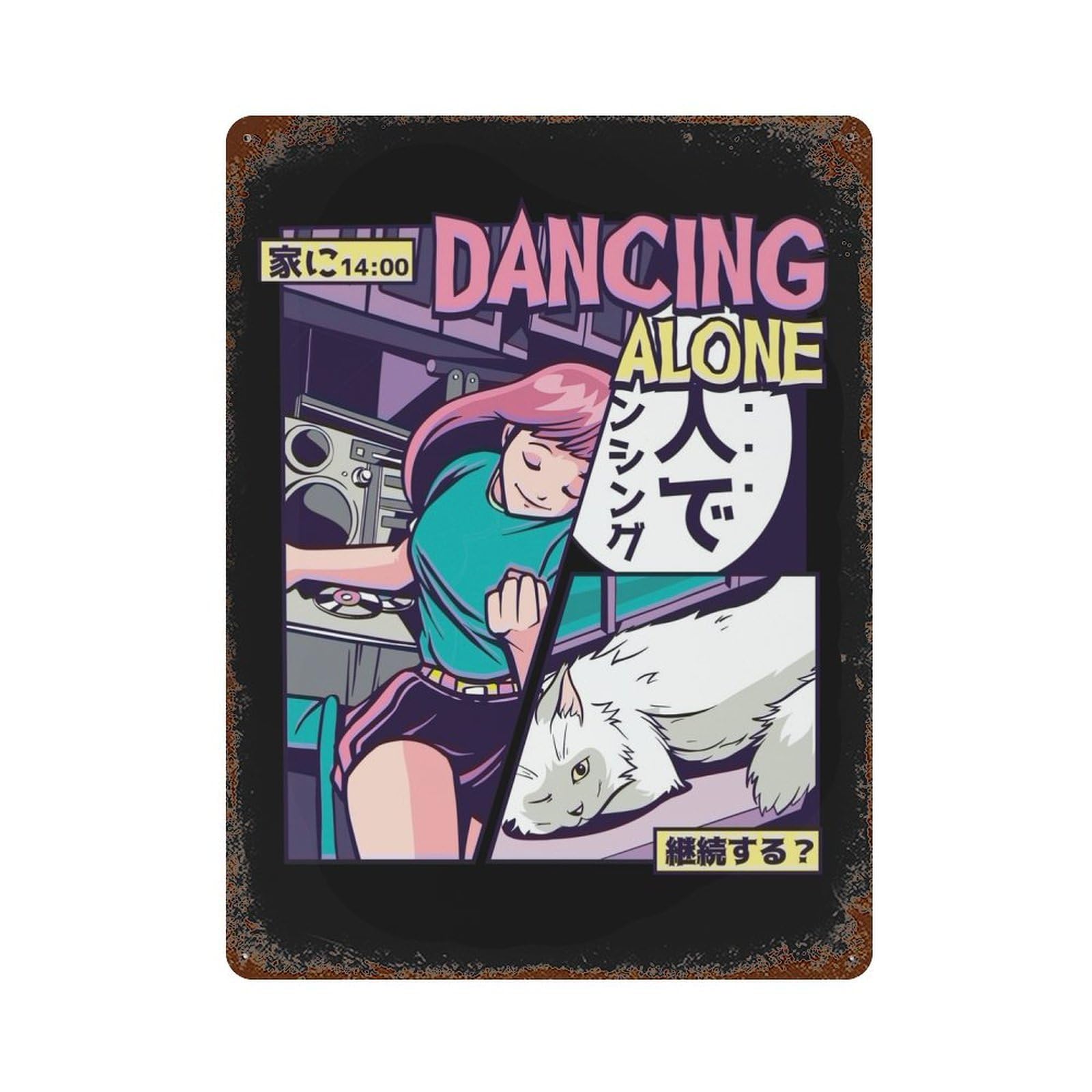 Anime Vaporwave Comics Vintage Metal Tin Sign 15.7"x11.8", Industrial Home Decor for Garage, Pub Or Kitchen