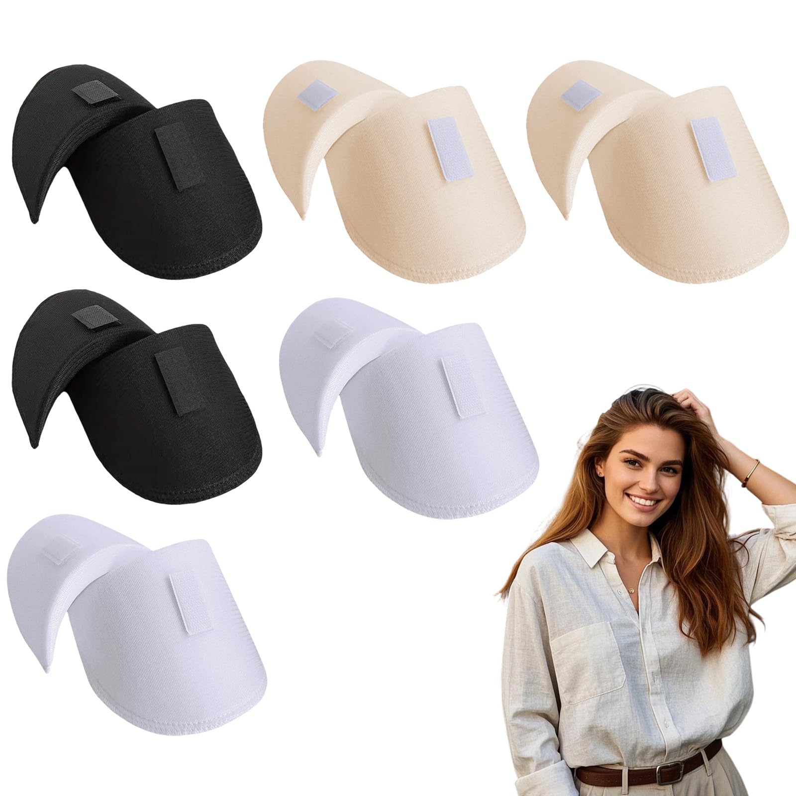 Thhiit 6 Pairs Shoulder Pads for Women Clothes – Anti-Slip Detachable Sponge Pads, No-Sew Breathable High-Low Design for Blazer & Suit