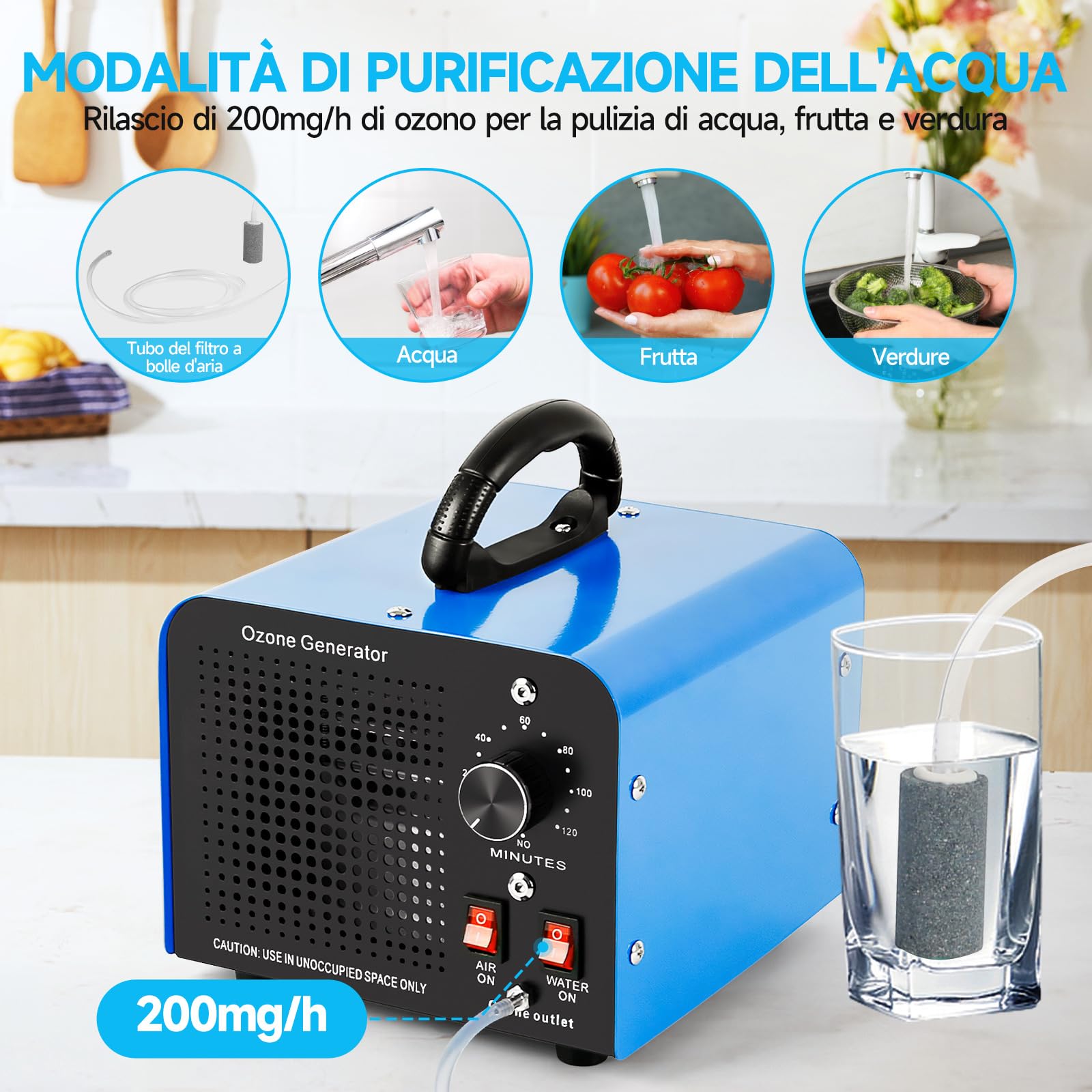 CGOLDENWALL Ozono di Generatore 1000mg/h Purificatore d'Aria Acqua