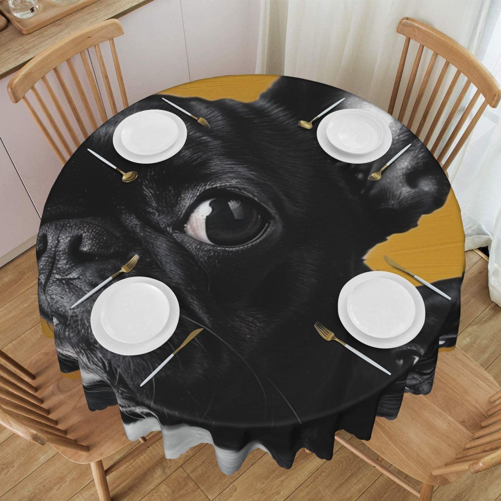 Nappe ronde carlin 152cm en tissu imperméable avec dentelle
