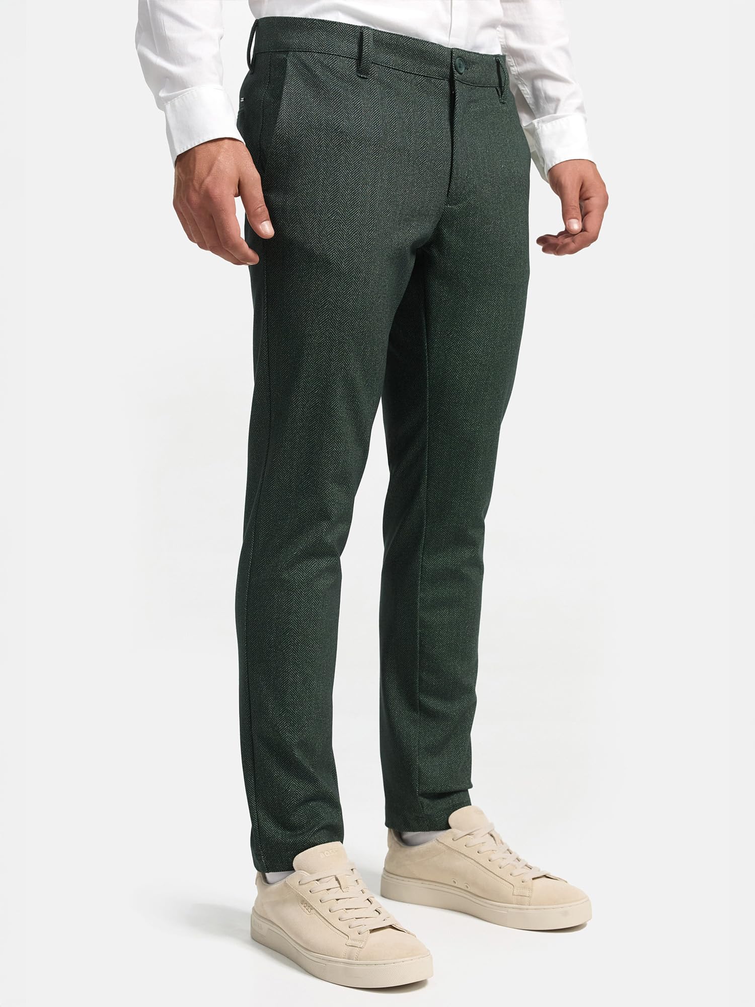 Indicode Uomini Pantaloni Chino in Tessuto Stretch Verde, Primavera-Estate