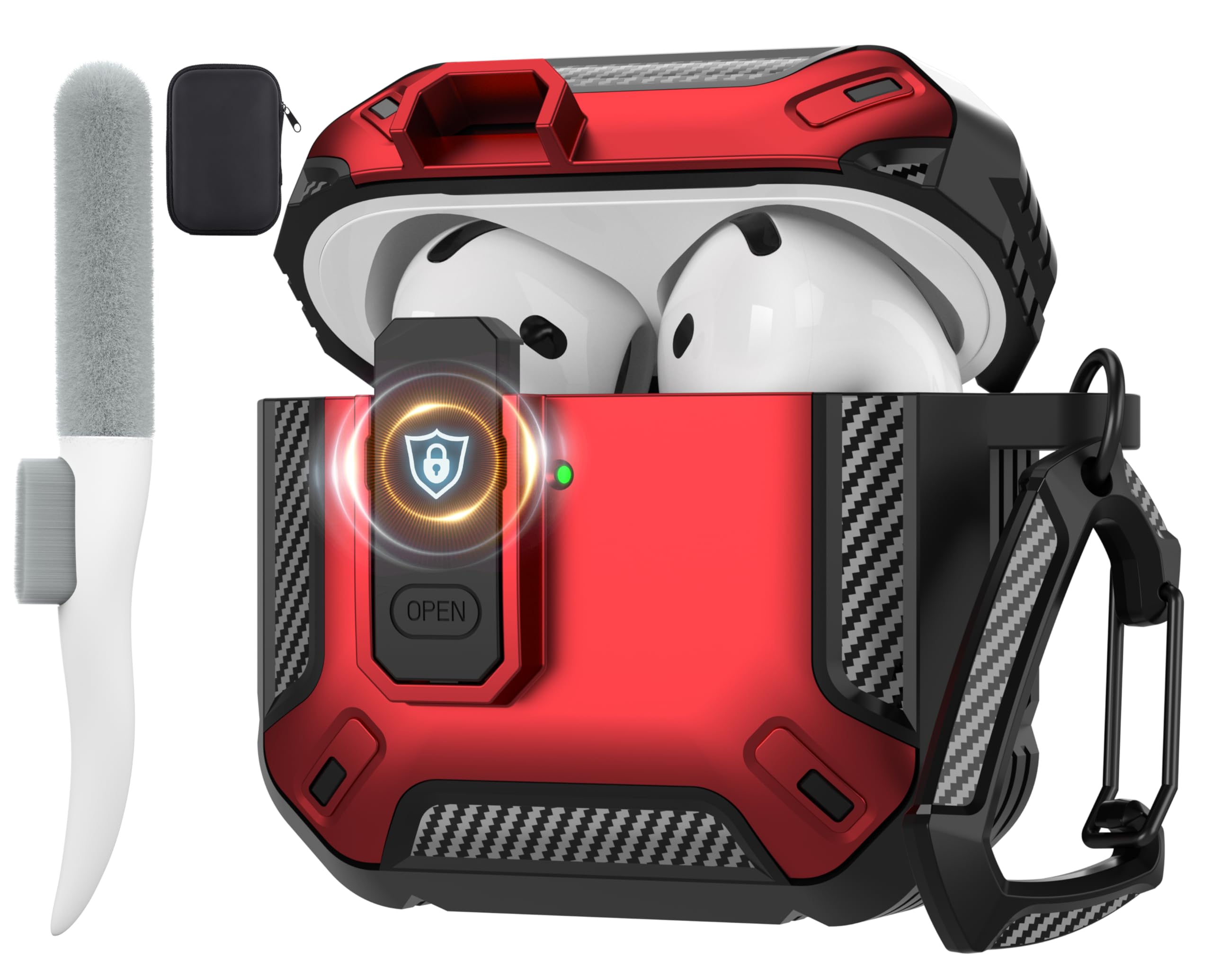 Maxjoy for AirPods 4 Case with Lock, AirPods 4th Generation Case Cover with Cleaner Kit Shockproof AirPod Gen 4 Protective Cases with Keychain