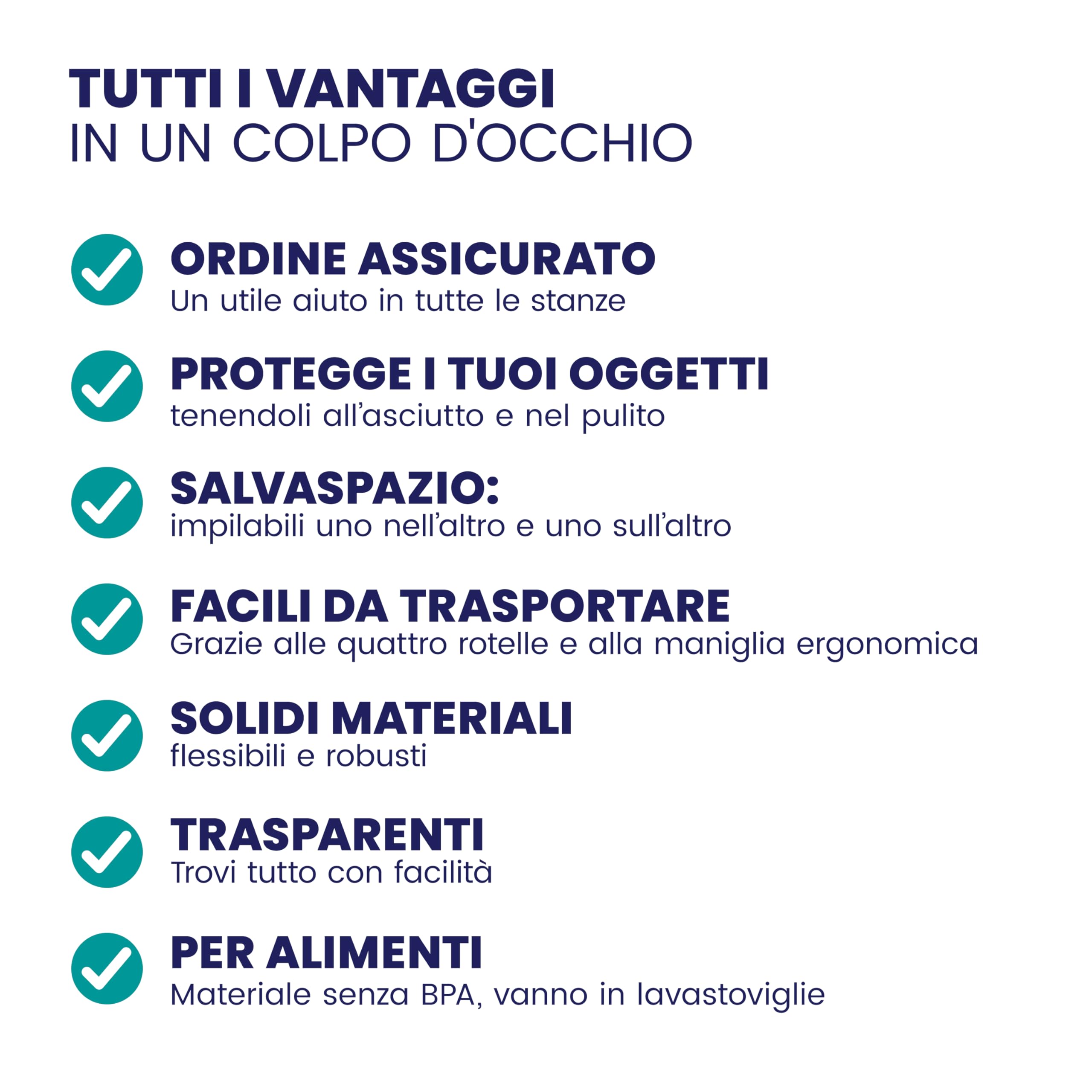 Deuba® 6X 60L Scatole in Plastica Trasparente Senza BPA Contenitori con Coperchio Impilabili Ruote Cassette Salvaspazio