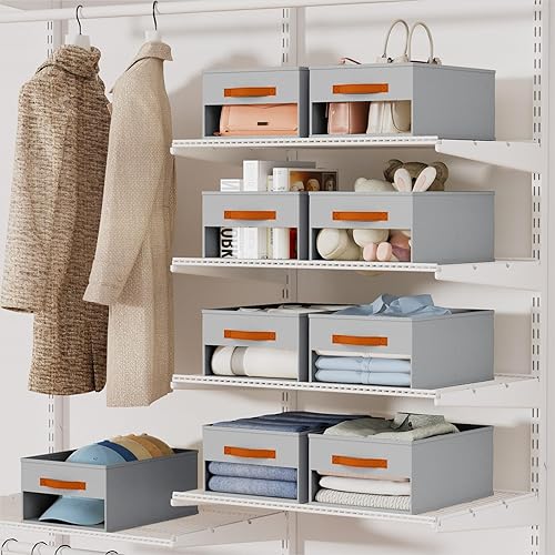 Miniatura 6 de Organizadores y almacenamiento de armario, paquete de 8 cestas de almacenamiento para organización, organizador de armario plegable con ventana