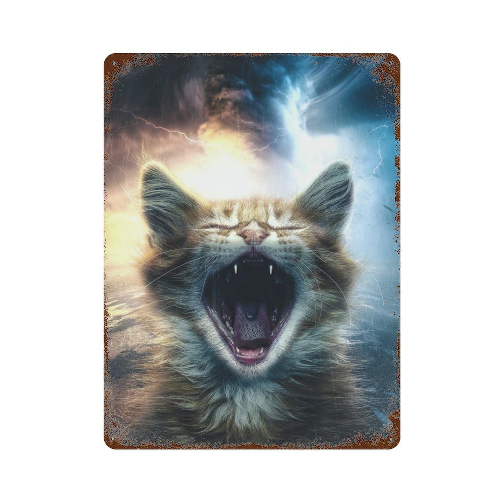 Garage Style Tiny Roar Rusty Metal Tin Sign 15.7"x11.8", Novelty Wall Decor for Bar And Workshop