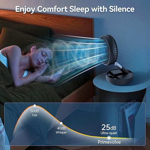 Miniatura 4 de Ventilador recargable oscilante portátil, funciona con pilas con 4 ajustes de velocidad y control remoto, ventilador de pedestal de viaje de