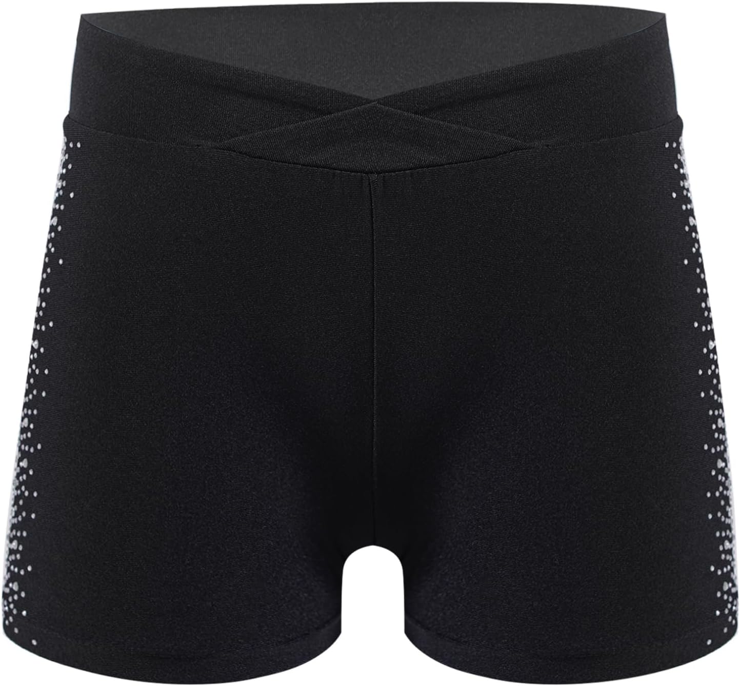FEESHOW Kids Girls Shiny Rhinestones Dance Shorts Stretch Gymnastics Yoga Shorts Figure Ice Skating Bottoms
