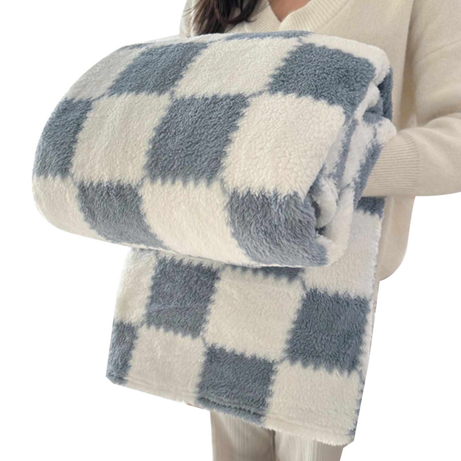 Kangnice Grids Flannel Fleece Blanket for Bed Sofa Portable and Easy Caring Corals Fleece Throw Fall Blankets and Throws