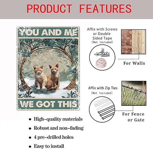 Miniatura 6 de Cartel de hojalata con texto en inglés You and Me We Got This (You and Me We Got This) Letrero de aluminio vintage, póster novedoso con pintura de