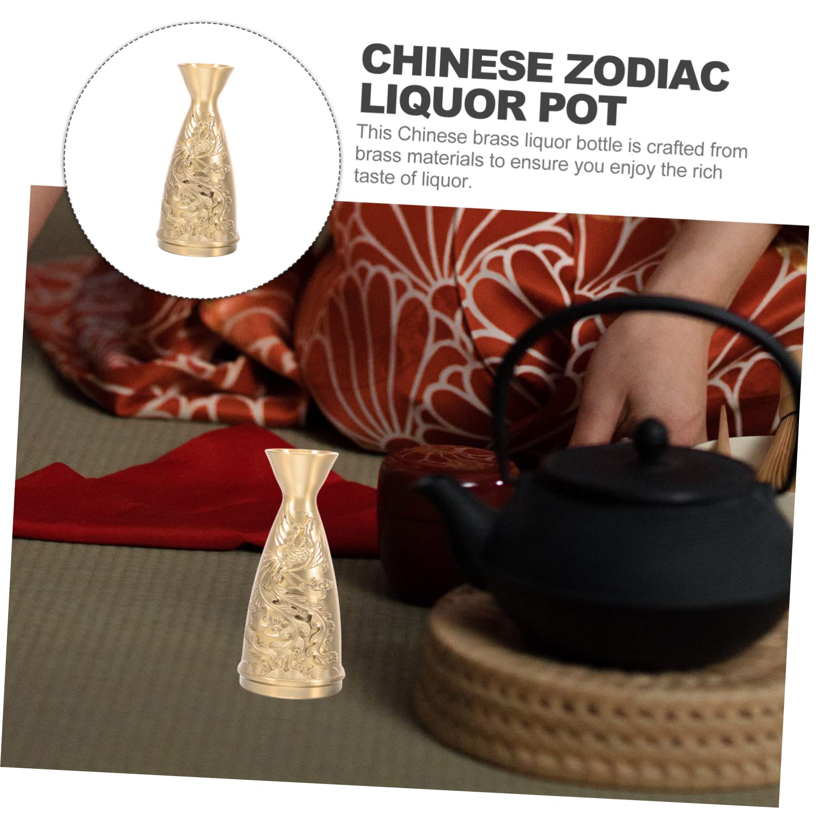 OFFSCH Antique Brass Wine Pot Centerpiece Vase Decorative Dragon Present for Women