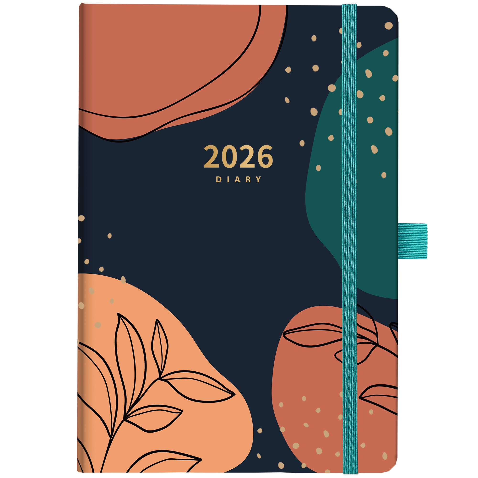 Diary 2026 - Diary Week to View from Jan. to Dec. 2026, A5 diary 2026 with Back Pocket, Hard Cover, Elastic Closure, 21.5 x 15.5 x 1.5 cm