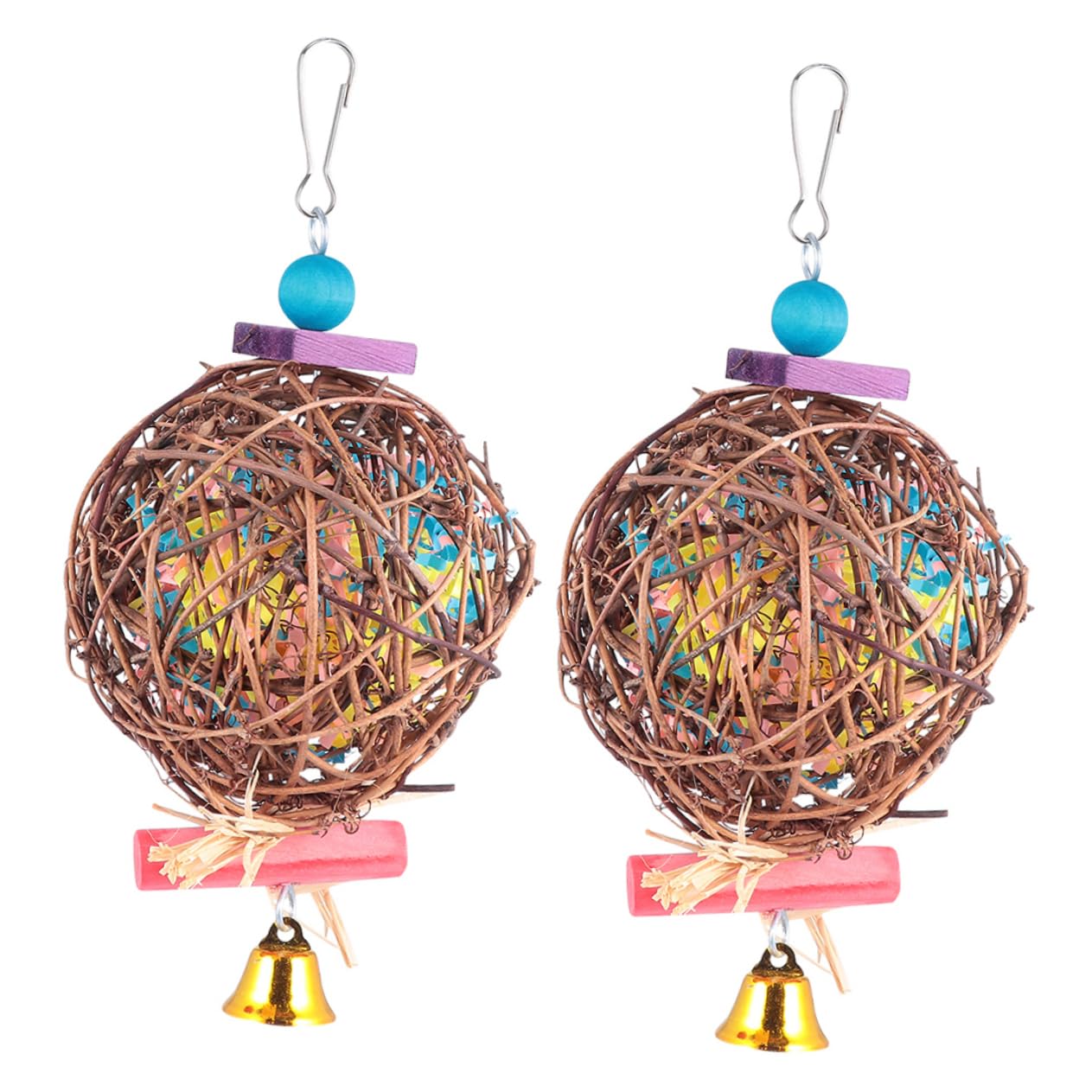 BESPORTBLE 6 Pièces Jouet Balle Perroquet Takraw Jouet De Nourriture à Mâcher Perroquet Oiseau s Perroquet Cage à Oiseaux Fibres Végétales Papier Soie D'