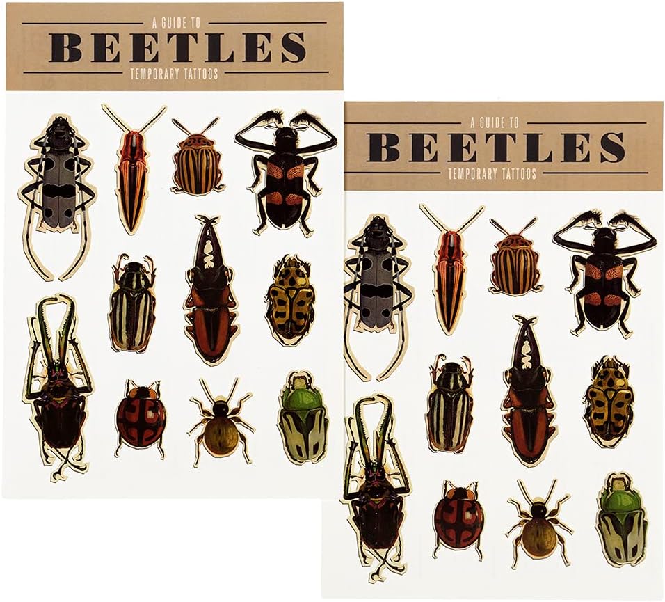 Children's Party Temporary Tattoos (2 Sheets) - Choice of Design (Beetles)