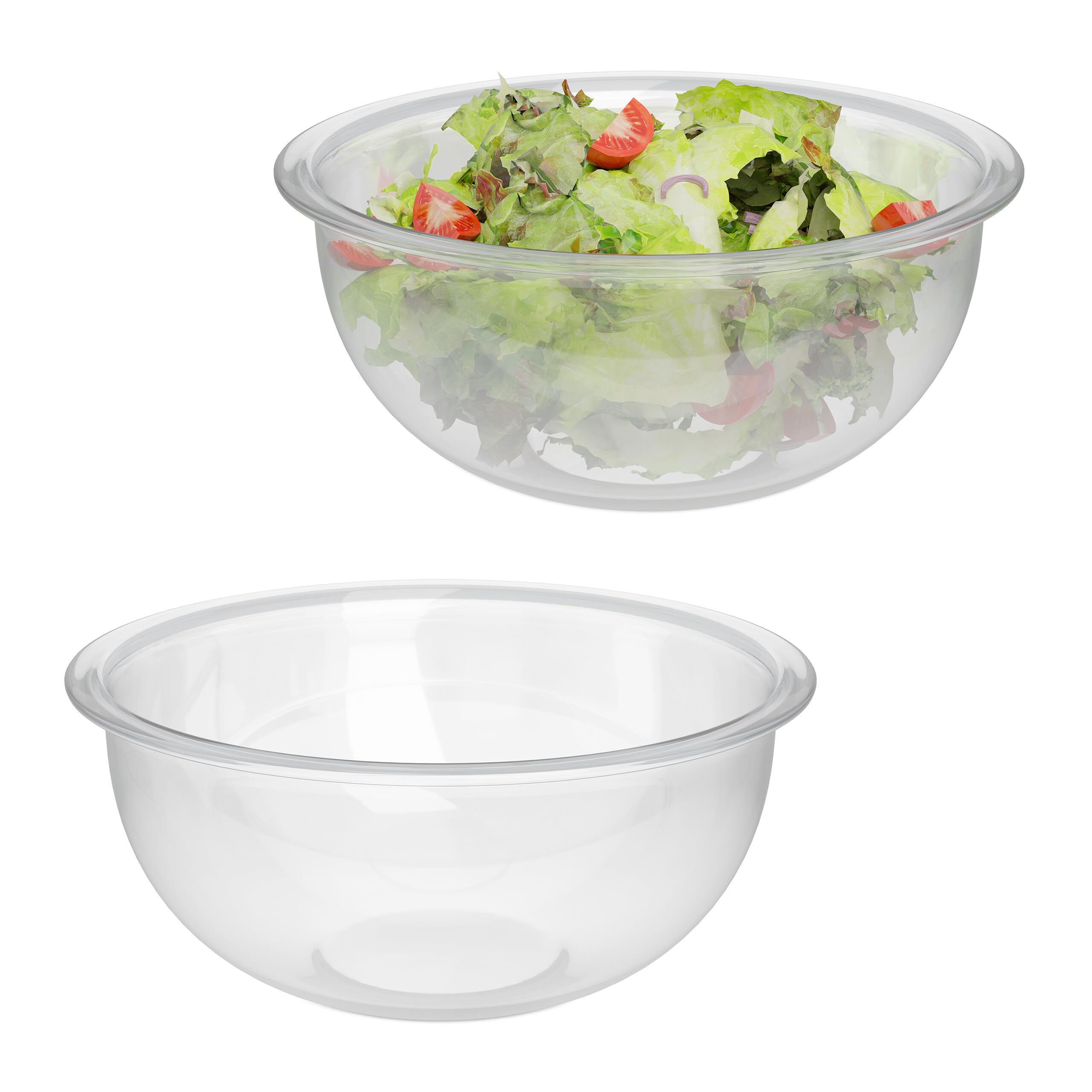 Relaxdays Set of 2 Glass Bowls, 2.4 Litres, for Salad & Snacks, Serving Dishware, Cooking, Mixing & Baking, Round