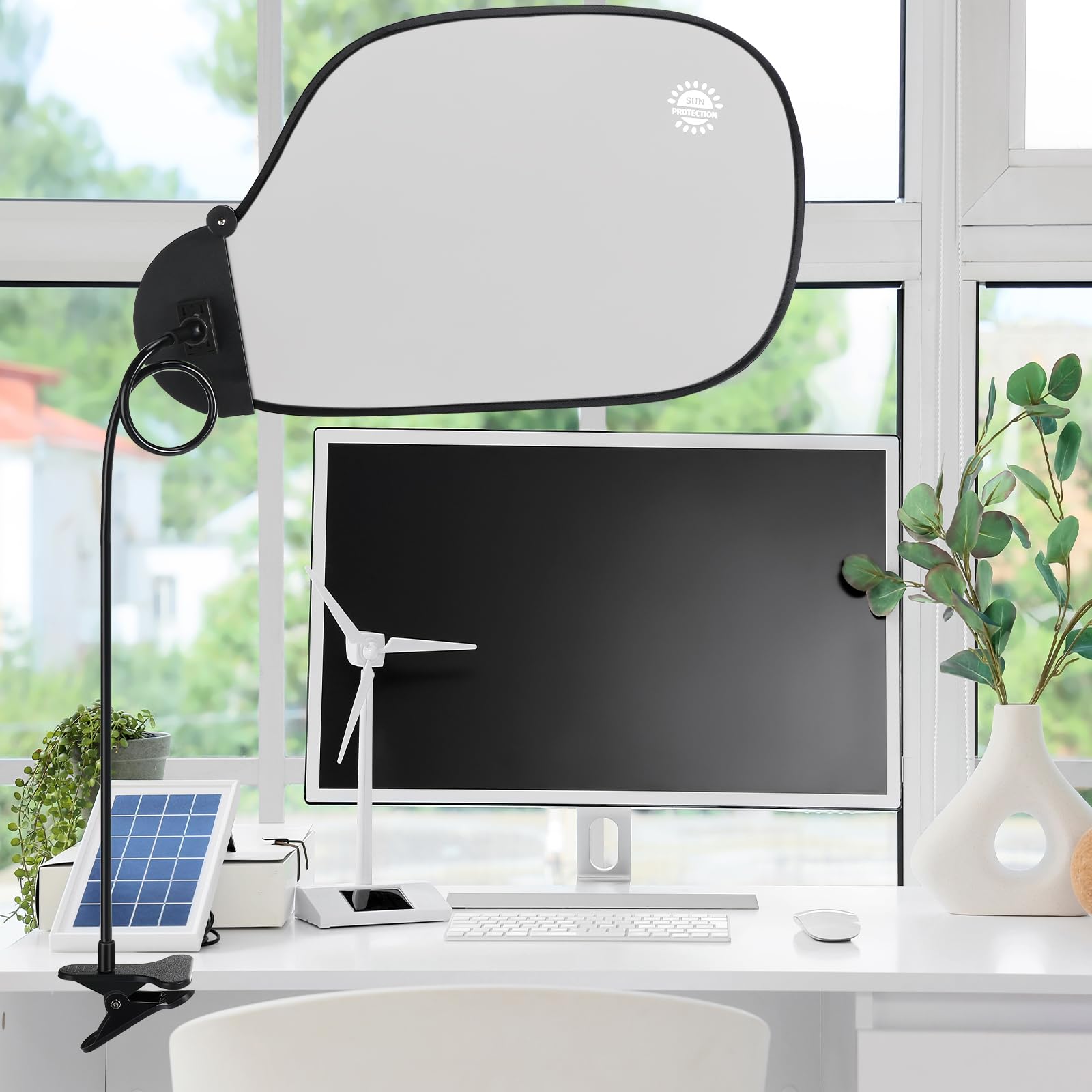 Abat-jour de bureau réglable anti-reflet en plastique gris