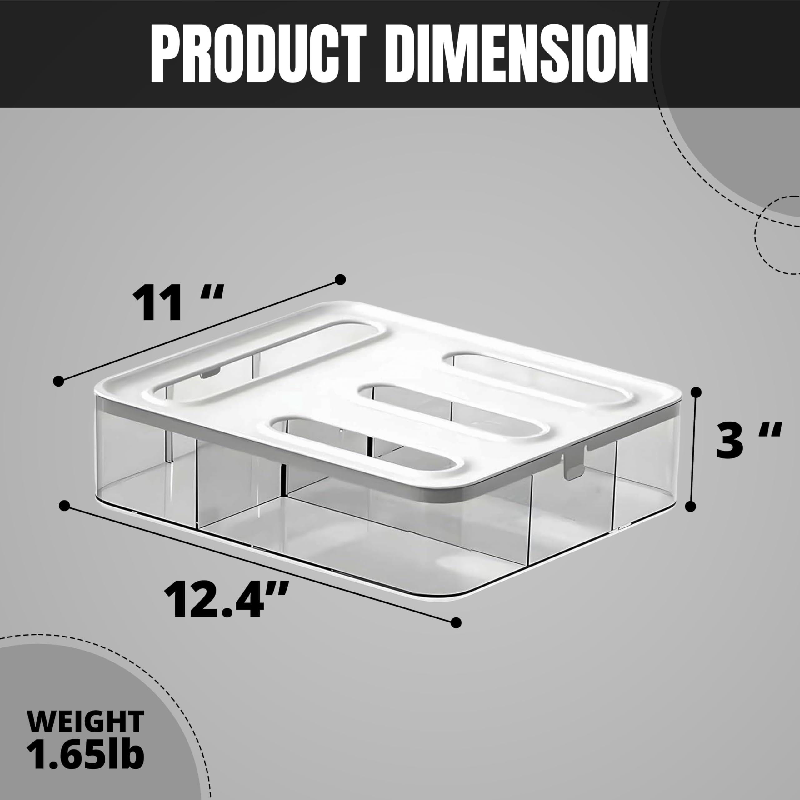 Organizador de bolsas Ziplock para cocina, 4 ranuras, montaje en pared o almacenamiento de cajones, dispensador de bolsas de plástico con diseño de tapa de bloqueo
