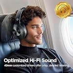 Écouteurs à réduction de bruit hybride de niveau professionnel avec son HD, écouteurs Bluetooth sans fil supra-auriculaires, confort inégalé, basses profondes vives, pour bureau à domicile, voyage, cadeau d'anniversaire, Noir