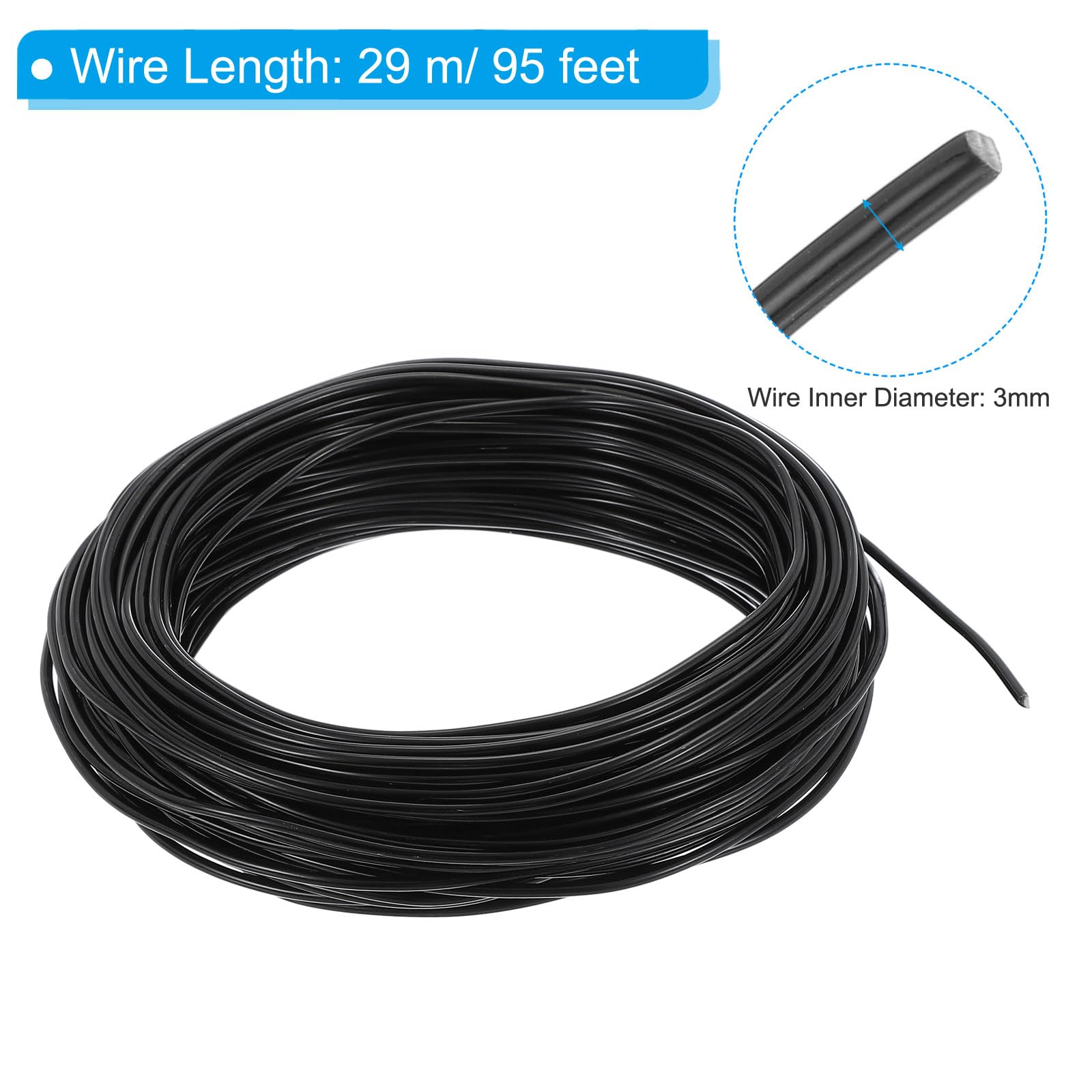 PATIKIL 3mm Bonsai Training Wire, 1 Roll Floral Wire Stems Anodized Aluminum Tree Wire 95 Feet Total for Gardening Branch Fixing, Black