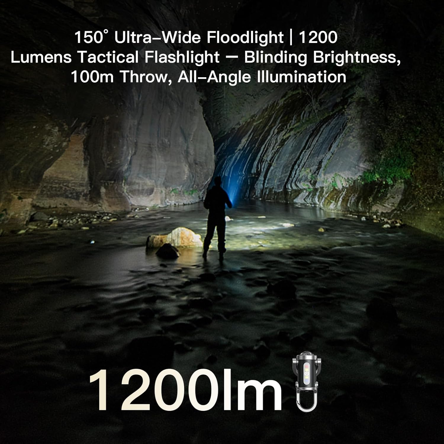 Emergency Keychain Flashlight（3 in 1）, Rechargeable 500 Lumens EDC Tool with Red/Blue Strobe, 1000mAh USB-C Charging, IPX7 Waterproof, Portable Flashlight for Emergencies (Black＆Silver) - Image 3