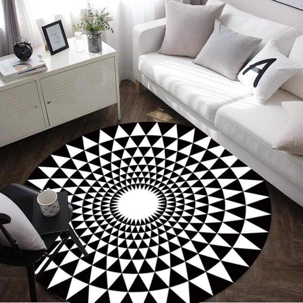 Alfombra redonda en blanco y negro de 80 cm MU Hogar para salón