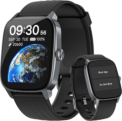 Vista 9 de EURANS Reloj inteligente, no requiere aplicación/teléfono, pantalla HD de 1.85 pulgadas, reloj impermeable con monitor de frecuencia cardíaca