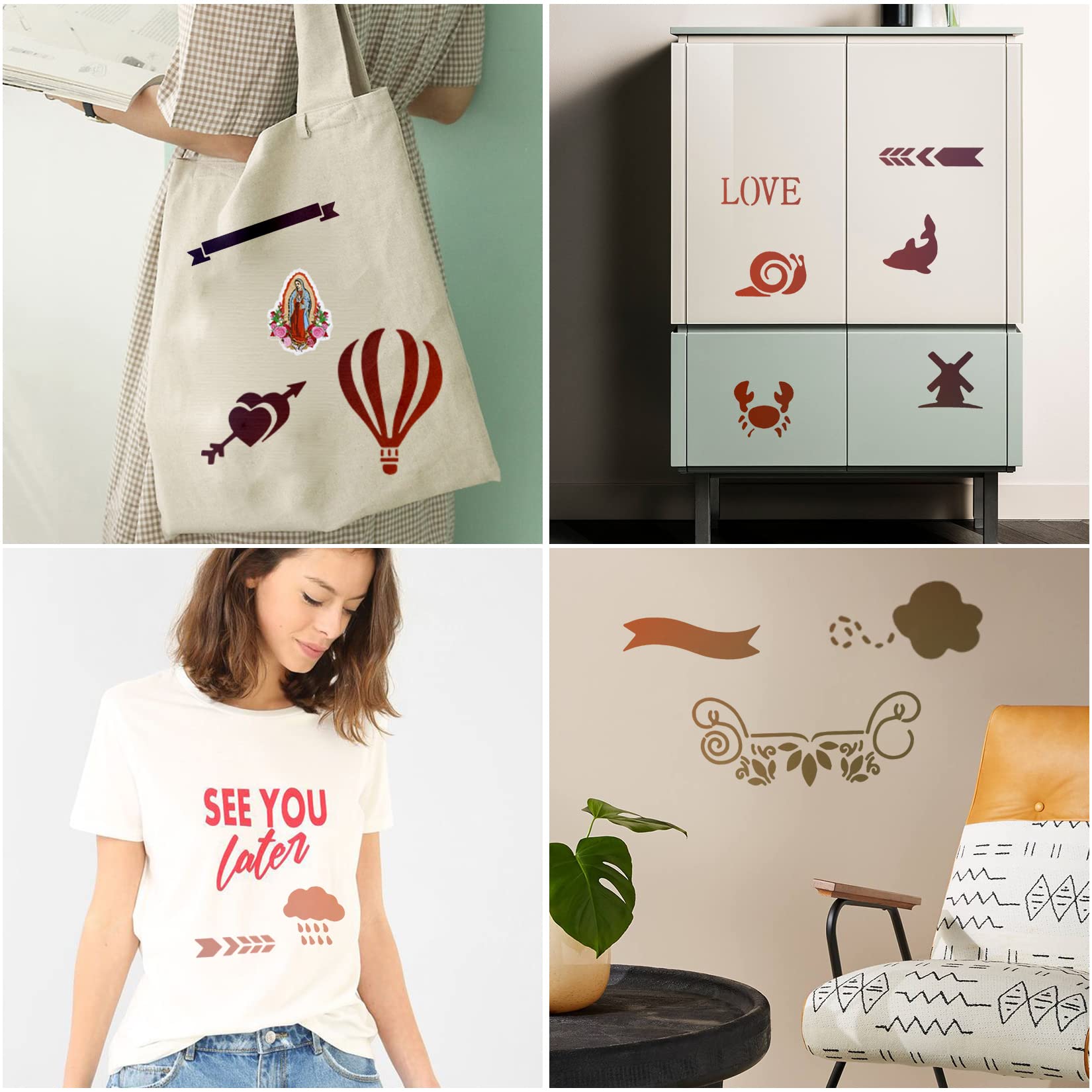 20 Pezzi Stencil Per Pittura, Stencil Riutilizzabile modelli di stencil, Bullet Journal Stencils, Modello di Pittura Stencils Set per Artigianato Verniciatura a Spruzzo Progetti Artistici fai da te