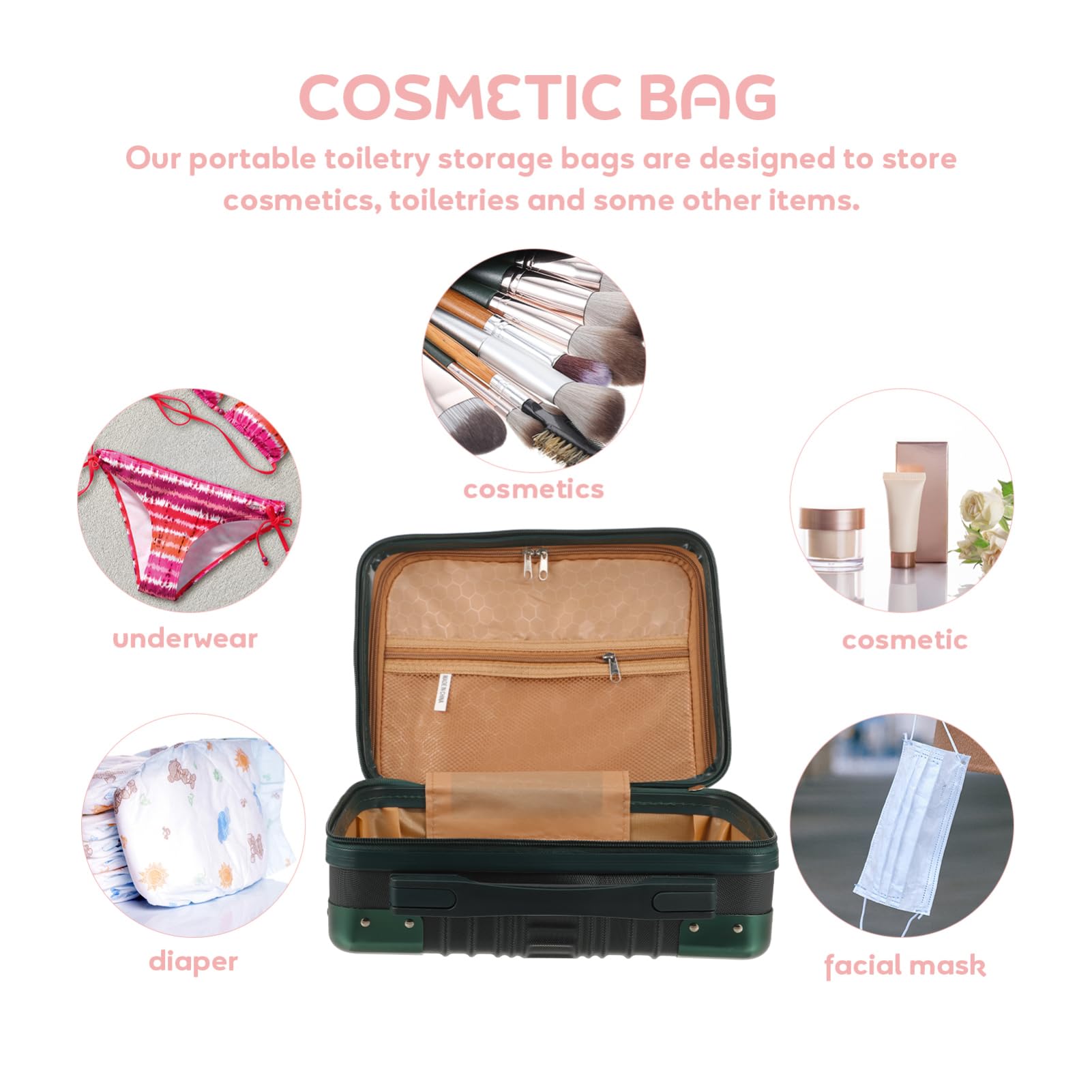 Valigia Porta Trucchi 14 Pollici in Abs Valigetta Cosmetica Borsa da Viaggio per Trucchi e Pennelli