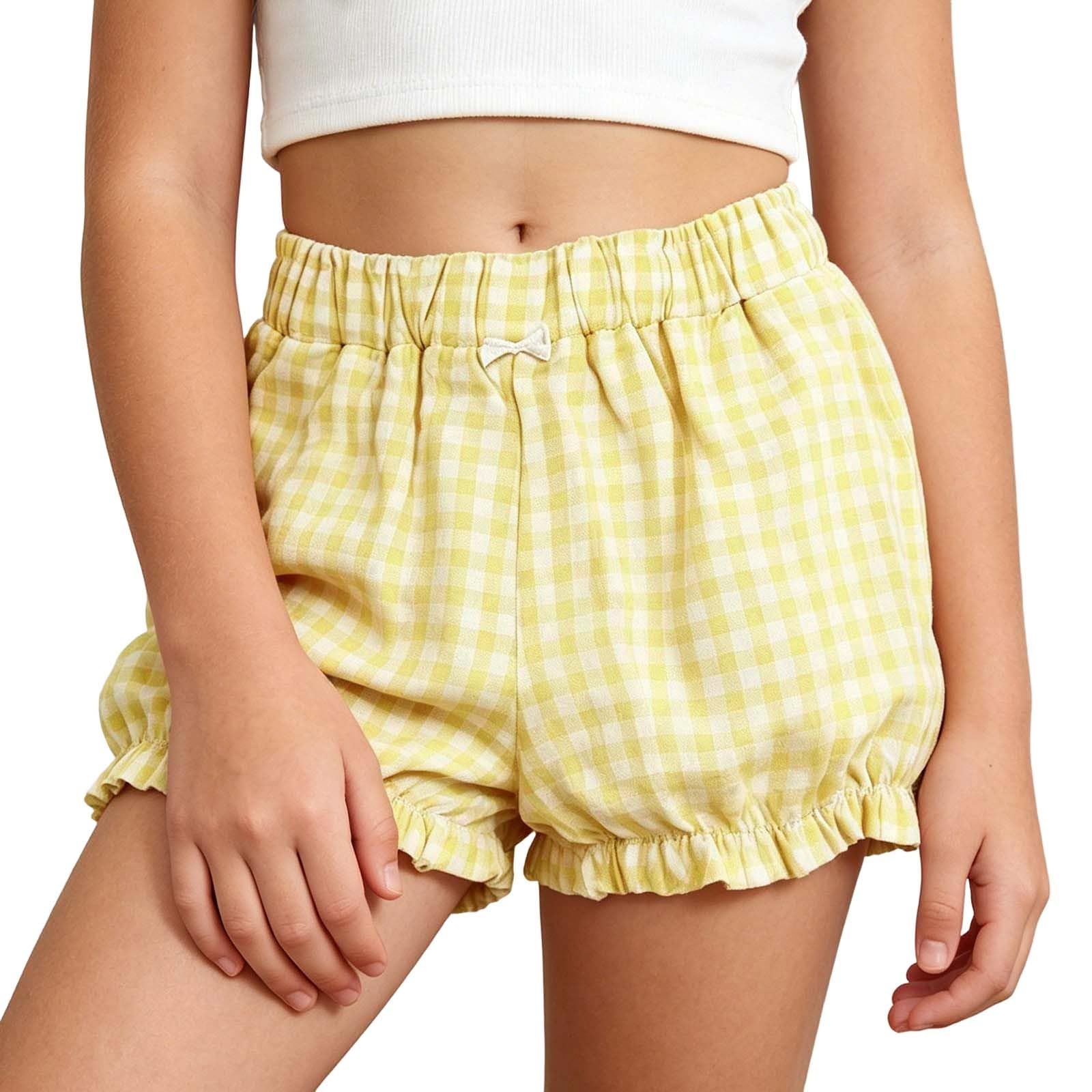Generisch Mädchen Shorts Kinder Sport Shorts mit Elastische Bund und Hohe Taille Kurze Hosen Damen Leichte Atmungsaktive Baggy Sommer Elegante Bermudas Sport Strand Schule