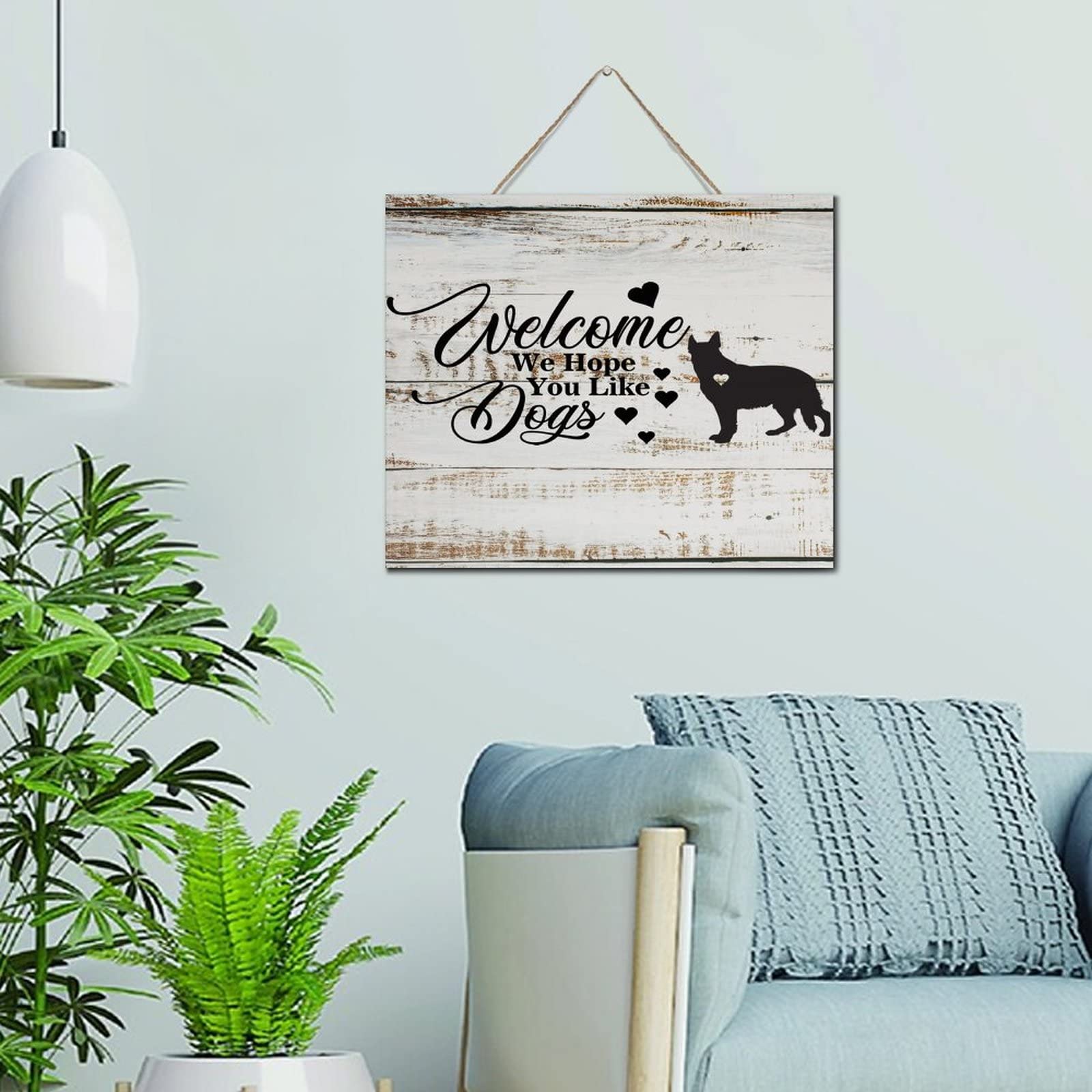 Plaque murale Welcome We Hope You Like Dogs decoration chaleureuse pour amoureux des animaux