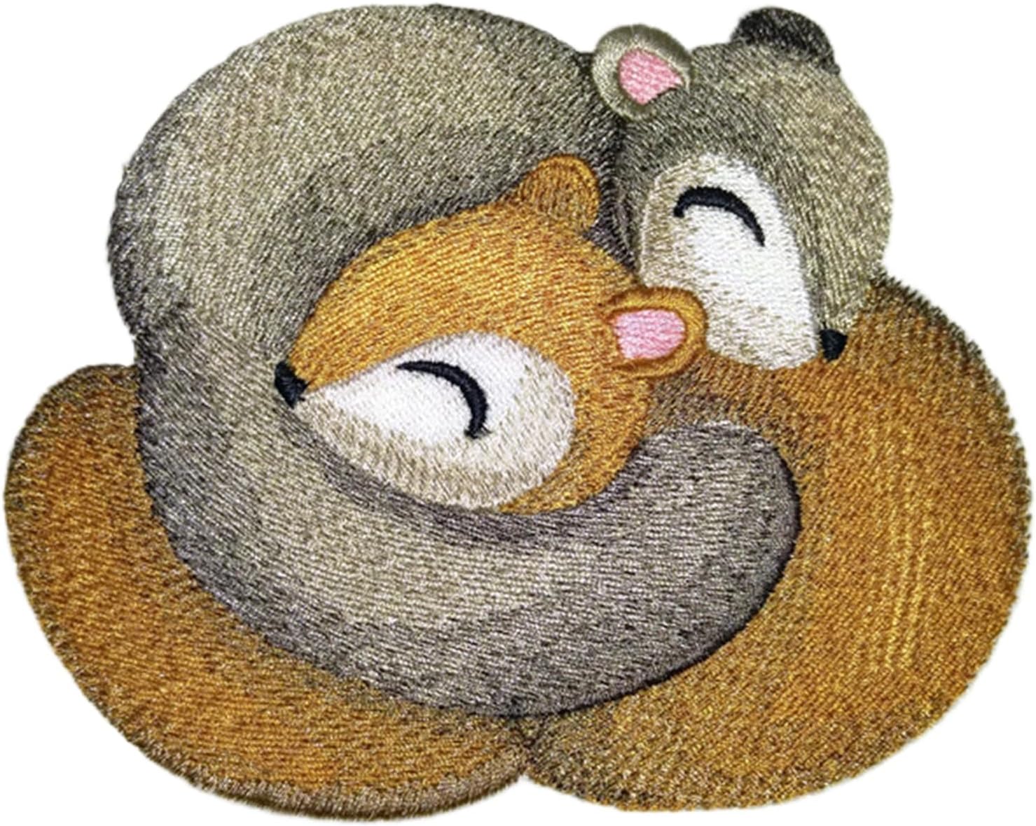 Nature Weaved in Threads, Amazing Baby Animal Kingdom [Autumn Cozy Cuddlers - Squirrels] [Custom and Unique] Embroidered Iron on/Sew Patch 5.15." *4.41" [Made in USA]
