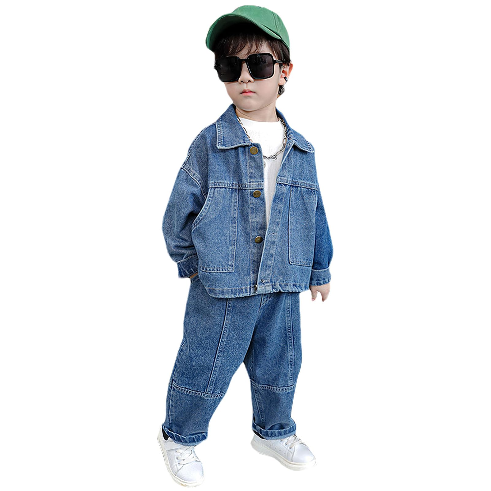 Ensemble Veste Et Pantalon En Denim Pour Garçon 2-9 Ans - Tenue 2 Pièces Jeans Confortable Amropi