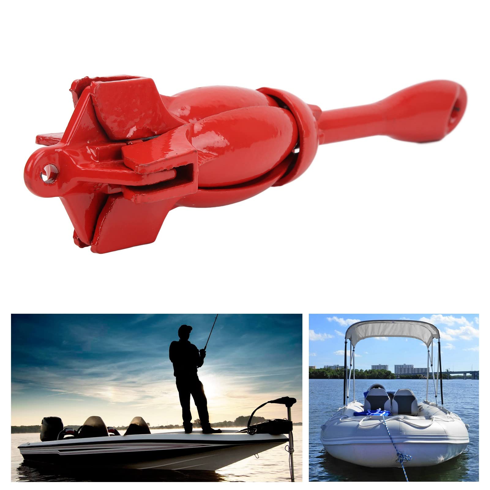 Ancora Pieghevole Marina da 3,5 libbre, Ancora a Rampino a 4 Artigli in Acciaio al Carbonio per Barca da Kayak, Ancora Pieghevole Portatile con Struttura Robusta per gommone,