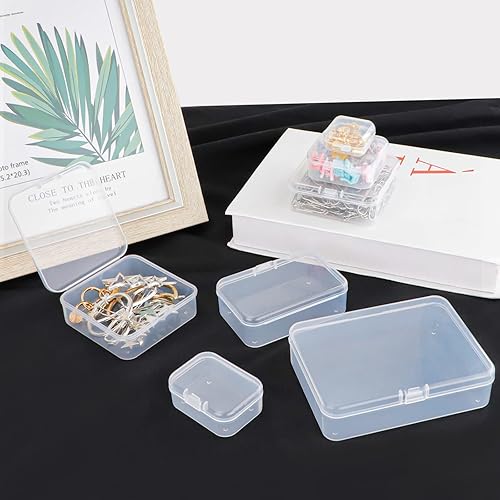 Miniatura 6 de IBEQUEM 48Pcs Mixed Sizes Square Empty Mini Clear Plastic Storage Containers Box Case with Lids, Small Beads Storage Box for Craft Projects,
