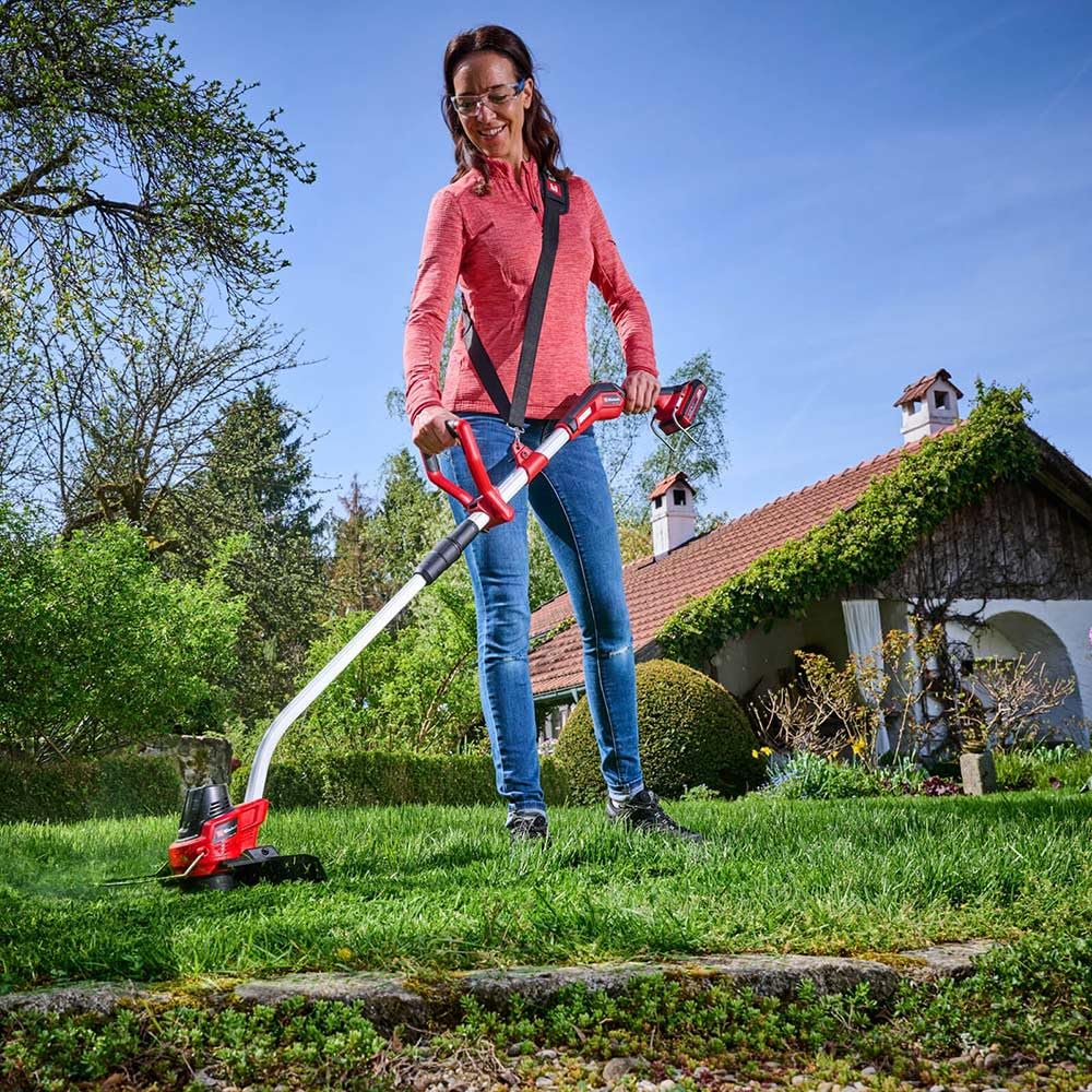 Einhell Akumulatorowa podkaszarka do trawy GE-CT 18/33 Li E-Solo Power X-Change (18 V, szerokość cięcia 33 cm, Flowerguard, automatyczna funkcja TIPP, w zestawie szpula żyłkowa, bez akumulatora) | PXC | 18 V | szerokość cięcia 33 cm | szpula żyłki | autom