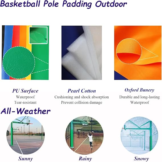 UrbanUp Pole Padding Pole Protection Padding Shock-Absorbing, 12x15/ 15x19/ 20x25/ 25x25/ 25x30/ 30x30cm Gym Wrap Around Pole Pads, Waterproof Foam Padding(Red,30x30cm/12x12in)