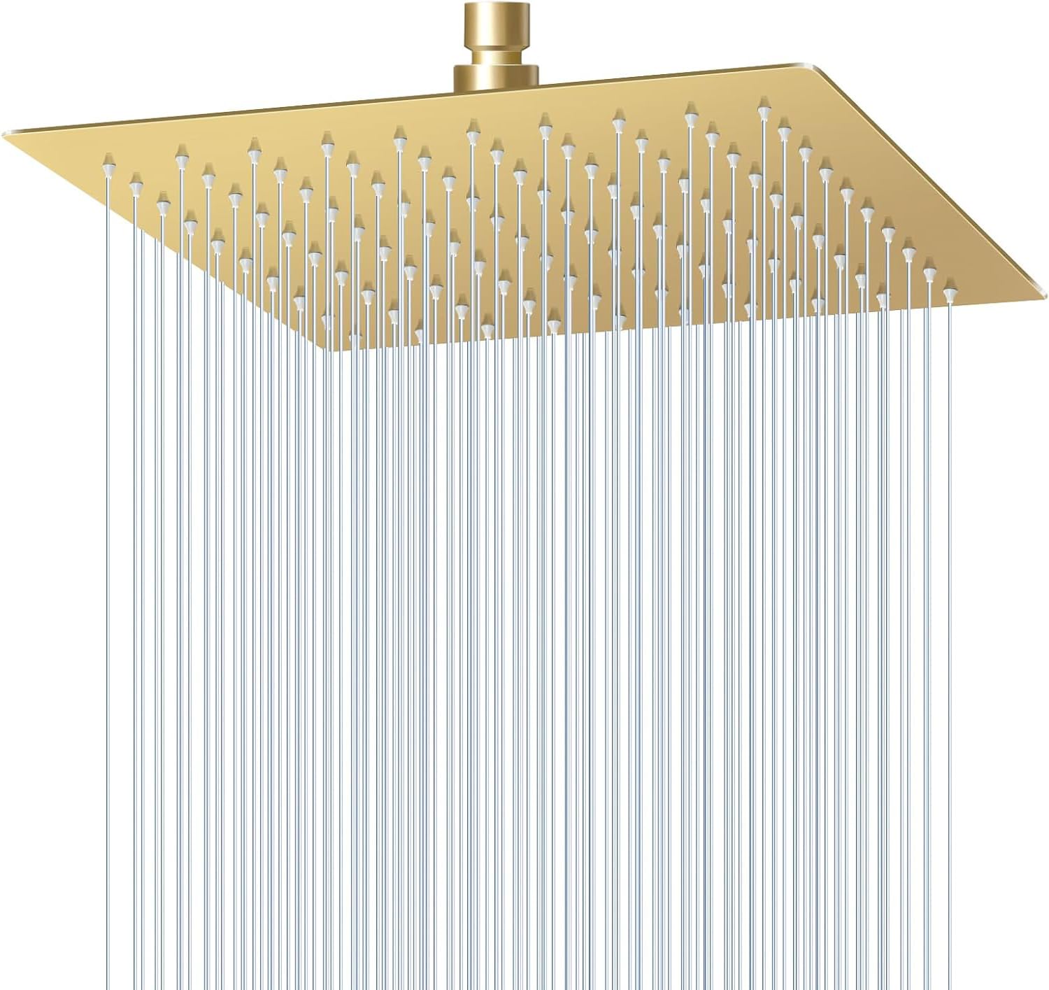Rain Shower Head, VIGIME High Pressure Square Rainfall Showerhead, 304 Stainless Steel Fixed Shower Heads with 100 Silicone Jets for The Ultimate Shower Experience (10 Inch Brushed Gold)