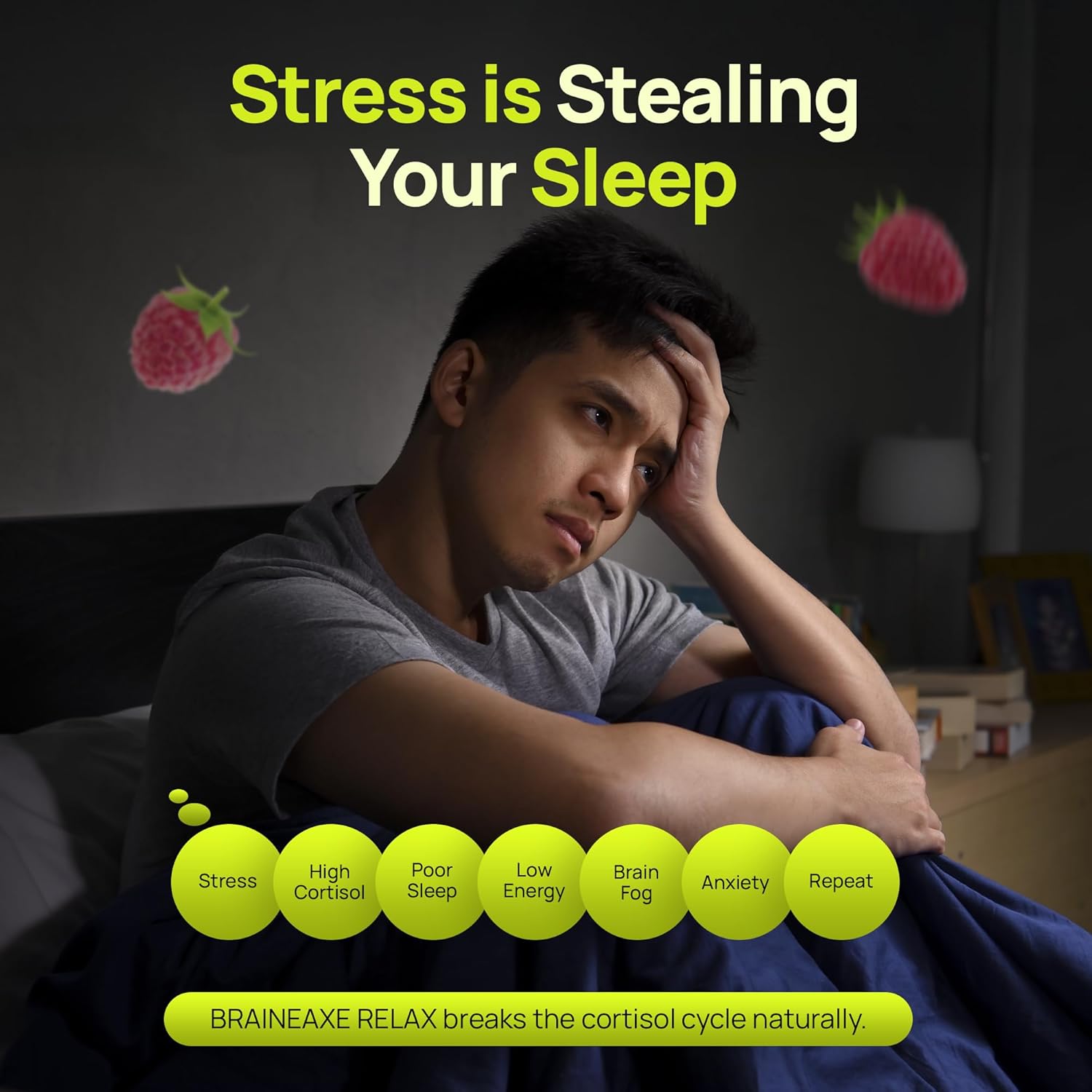 Brainaxe Relax Sleep Support Gummies for Adults – Melatonin-Free, Natural Sleep Gummies Raspberry-Flavored Gummies Vegan, Gluten-Free, Non-GMO – 60 Gummies