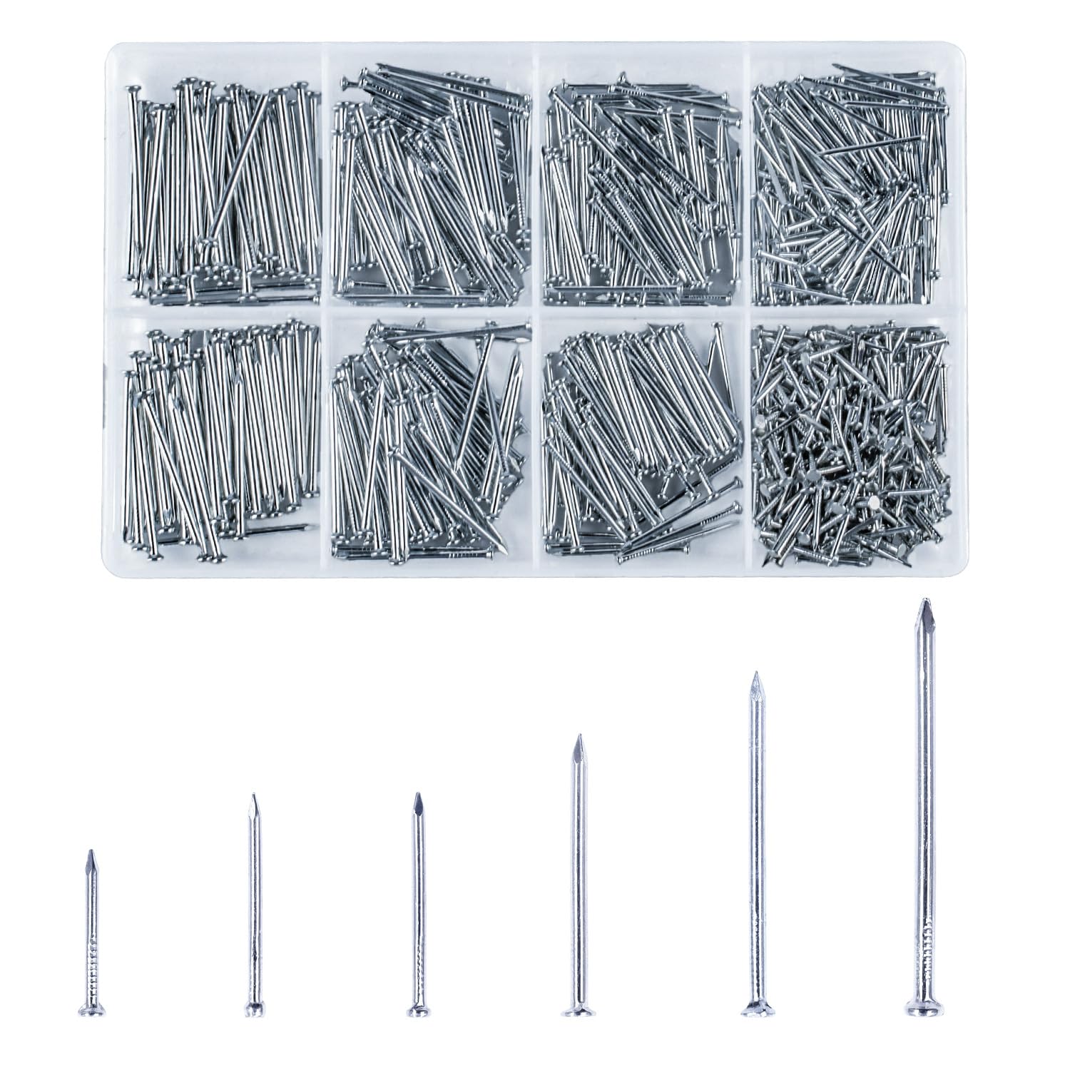 750pcs Masonry Nails for Brick Wall Nails for Hanging Pictures Brick Steel Nails Assortment Kit
