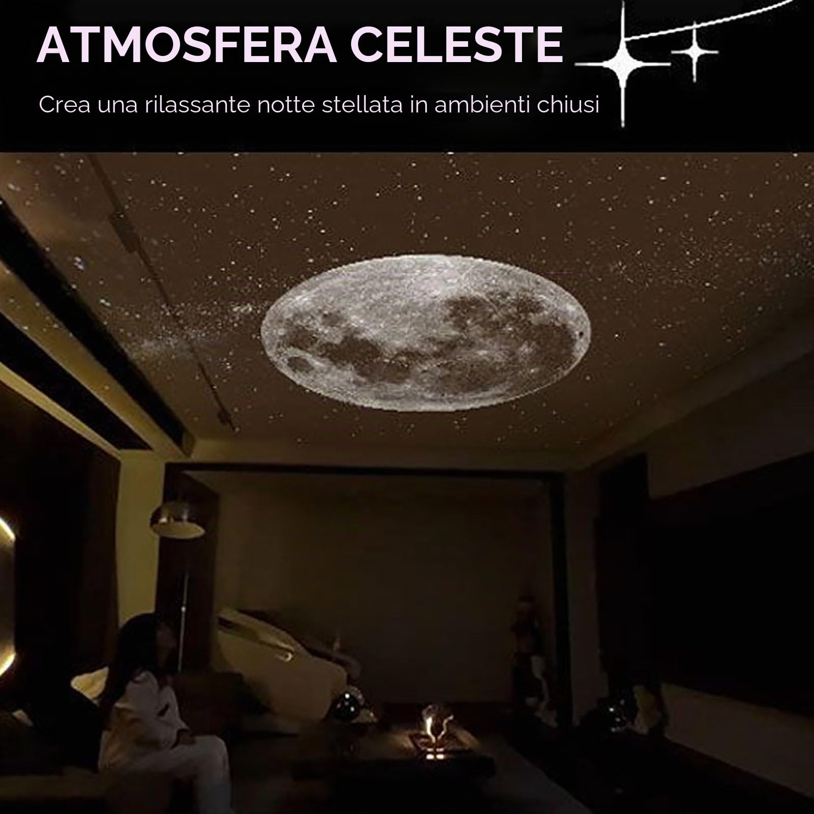 Proiettore Galaxy, Proiettore Cielo Stellato e Luce Notturna 2 in 1, Lampada Galattica a LED orientabile a 360°, Illuminazione d'atmosfera USB Via Lattea per decorare il soffitto (12Pcs)